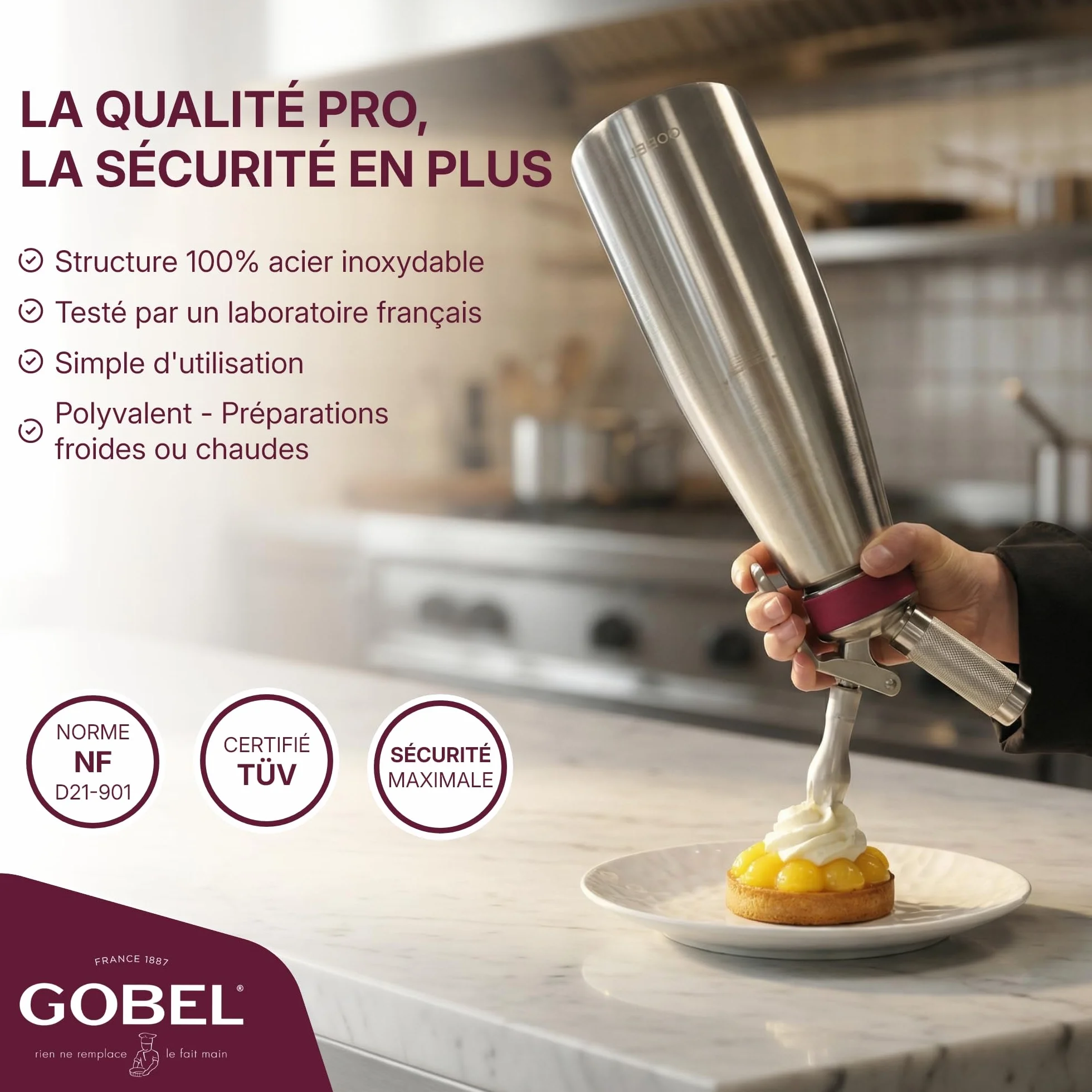 Siphon de cuisine professionnel INOX 1L - GOBEL
