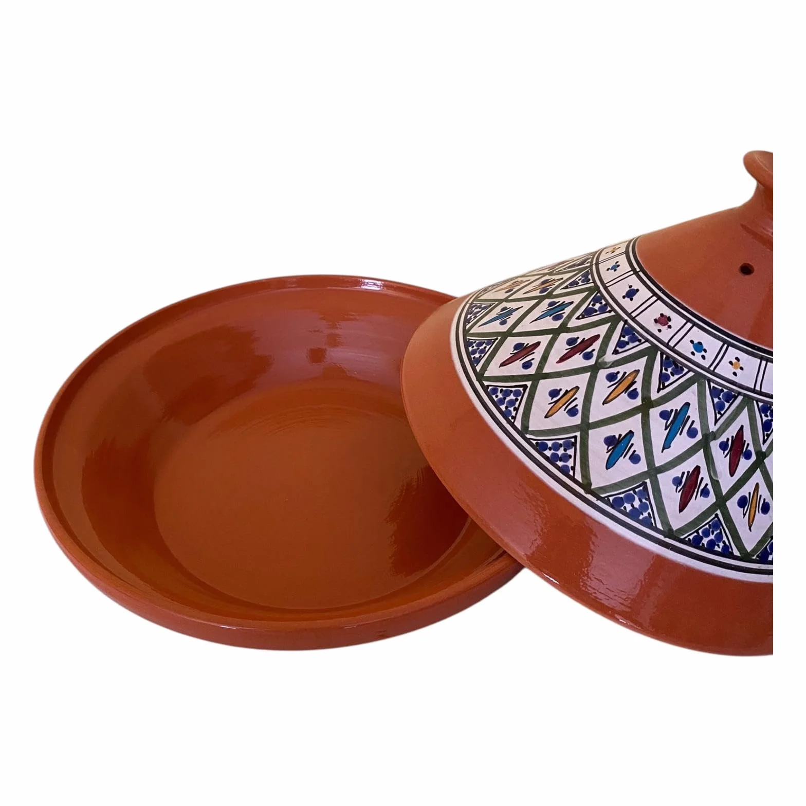 La Maison Unique: Tajine Terre cuite Marocaine Tunisienne Diamètre 32 cm Cocotte Pression Avec Couvercle Plat Ethnique Marocain Cuisine Santé - Qualité Premium - Vert