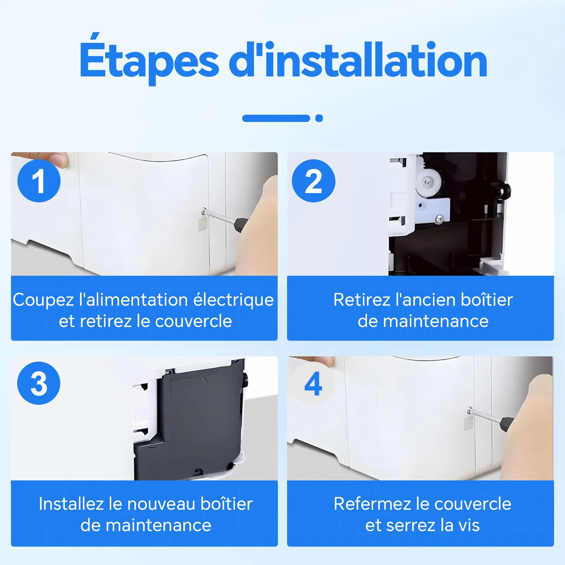 Boîte d'entretien compatible Epson EcoTank T04D1 (C13T04D100) lot de 2 pour ET-15000 ET-3850 ET-4850 WF-2960 XP-5200