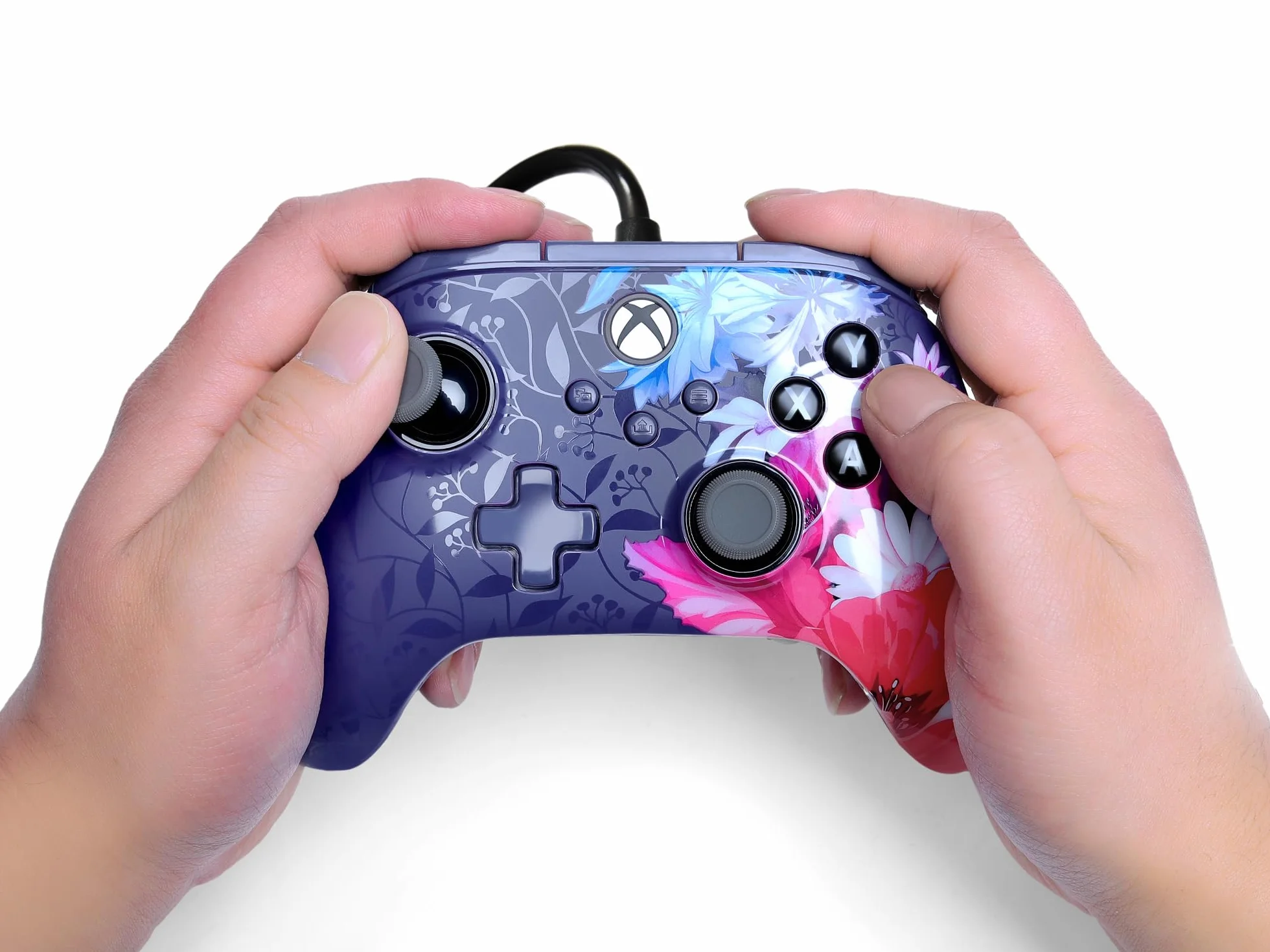 Manette filaire PowerA Advantage Plus Xbox Series X|S - Fleur nocturne, joysticks réglables en hauteur, à effet Hall, boutons mappables