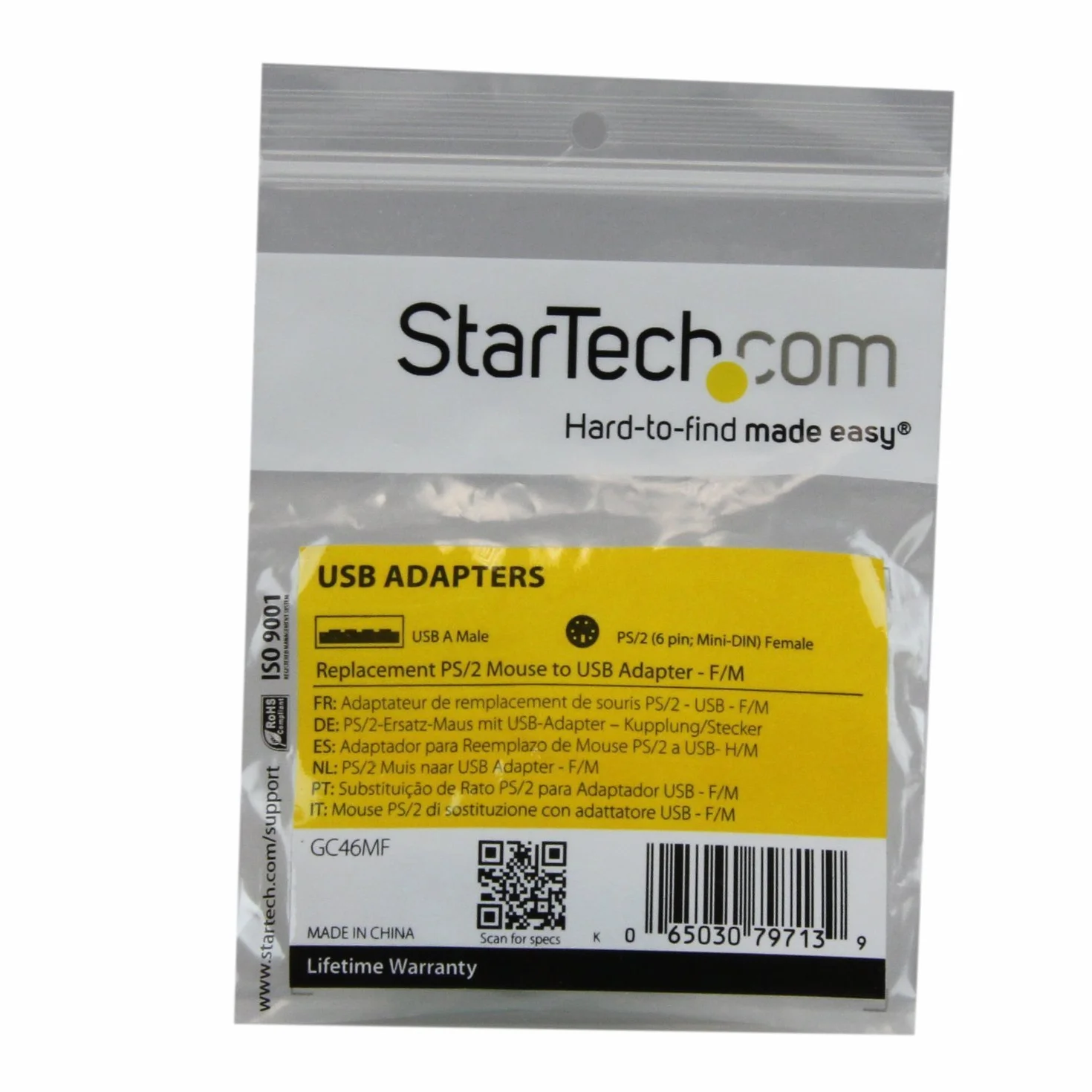 StarTech.com Adaptateur souris PS/2 vers USB - USB A mâle - PS/2 femelle (GC46MF)