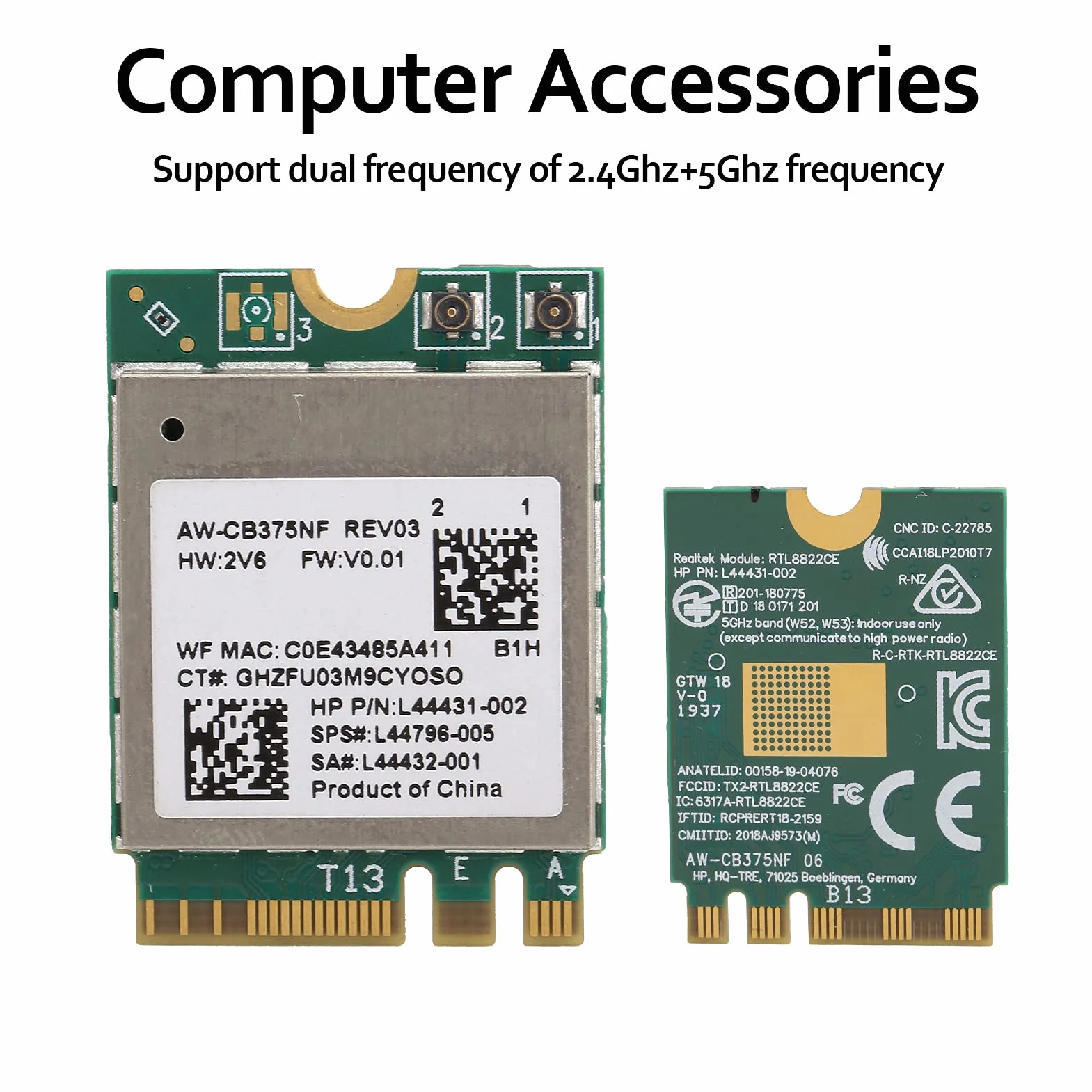 Karta Sieci Bezprzewodowej na PC, moduł WiFi Akcesoria Komputerowe 2.4/5.0GHz Bluetooth 5.0 M.2 NGFF Karta Sieci Bezprzewodowej 802.11a/b/g/n/ac RTL8822CE