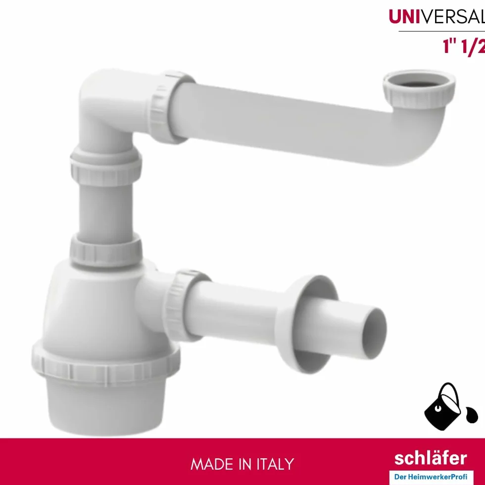 Siphon universel 1 1/2 - diam. 40 mm, réglable en hauteur, blanc