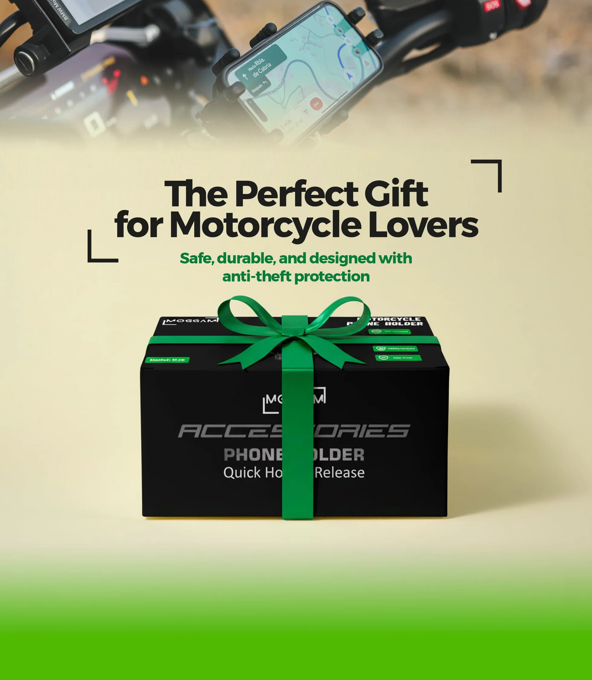 Uchwyt na Telefon do Motocykla Ultrabtrwały【Zabezpieczenie przed kradzieżą i podwójny system antywibracyjny】 Uchwyt Telefonu do Roweru 5,4–7,2" i Smartfonów Wytrzymałych 【Regulowane Ramię 360°】