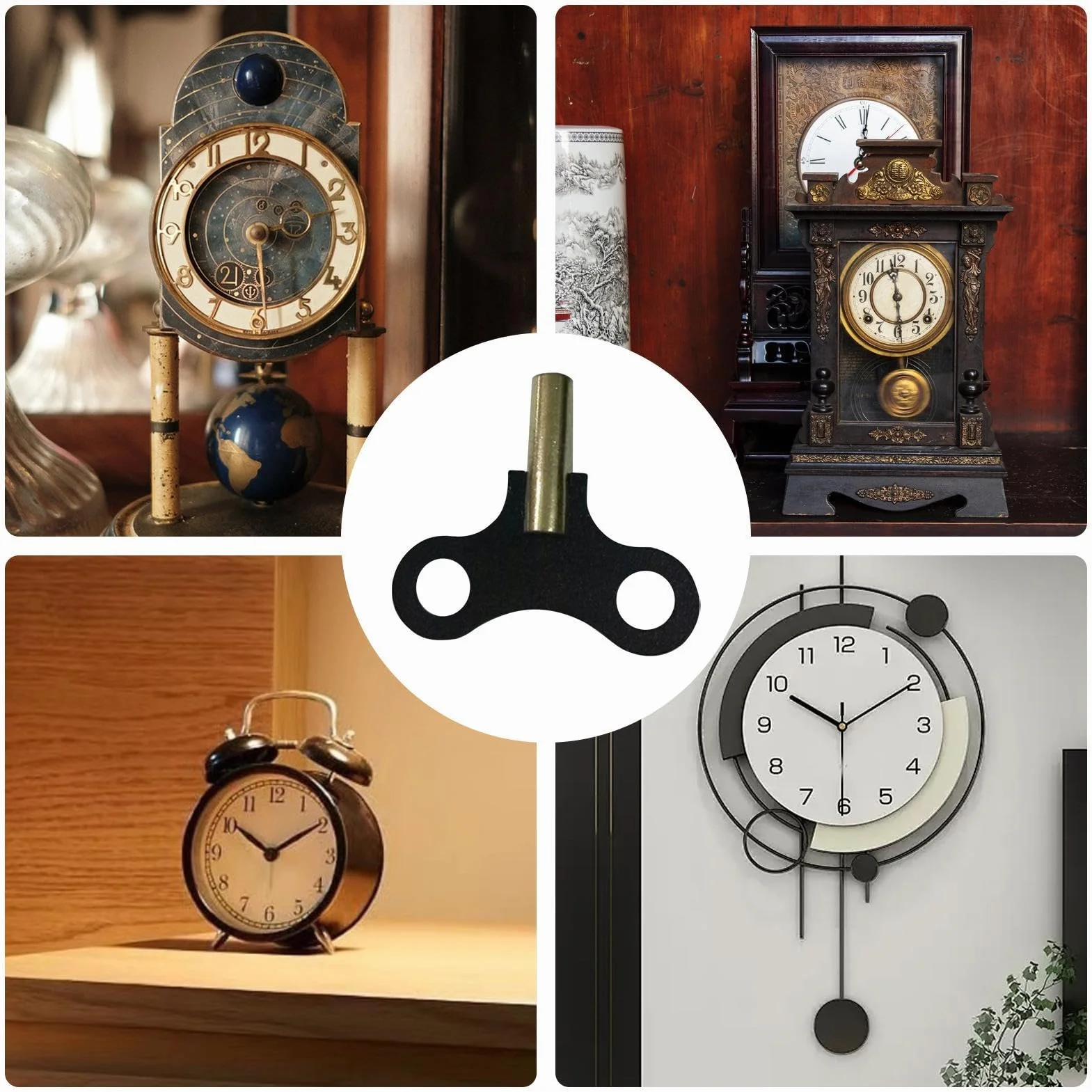 Clé d'horloge murale à remonter, outil de réparation pour pendules en métal