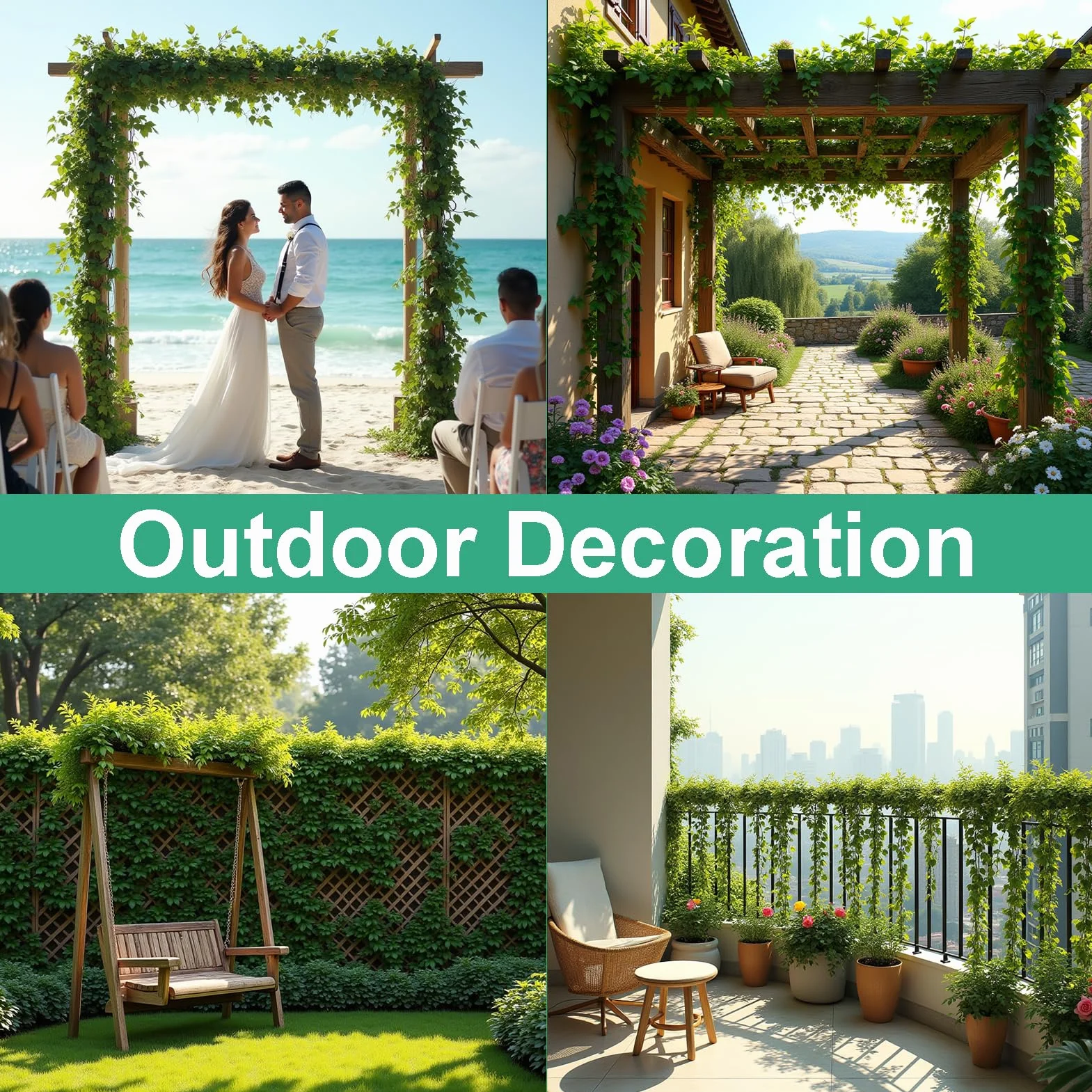 DazSpirit Lierre Guirlande Plantes Artificielles 50.4m Extérieur Décoration Mariage Fête