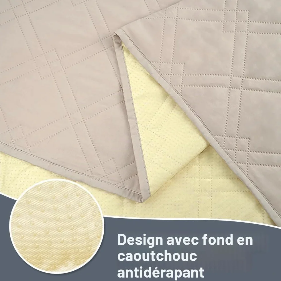 DUJUIKE Housse imperméable canapé, Protection canapé chien chat antidérapante, Crème 76-180 cm