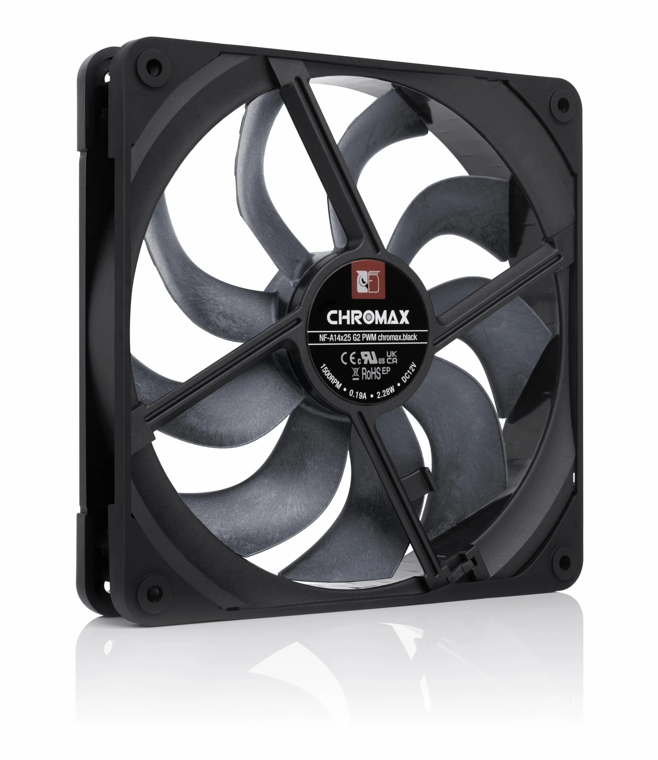 Noctua NF-A14x25 G2 PWM chromax.black, 140-Milimetrowy Cichy Wentylator Komputerowy Klasy Premium, 4-Pinowy (Czarny)