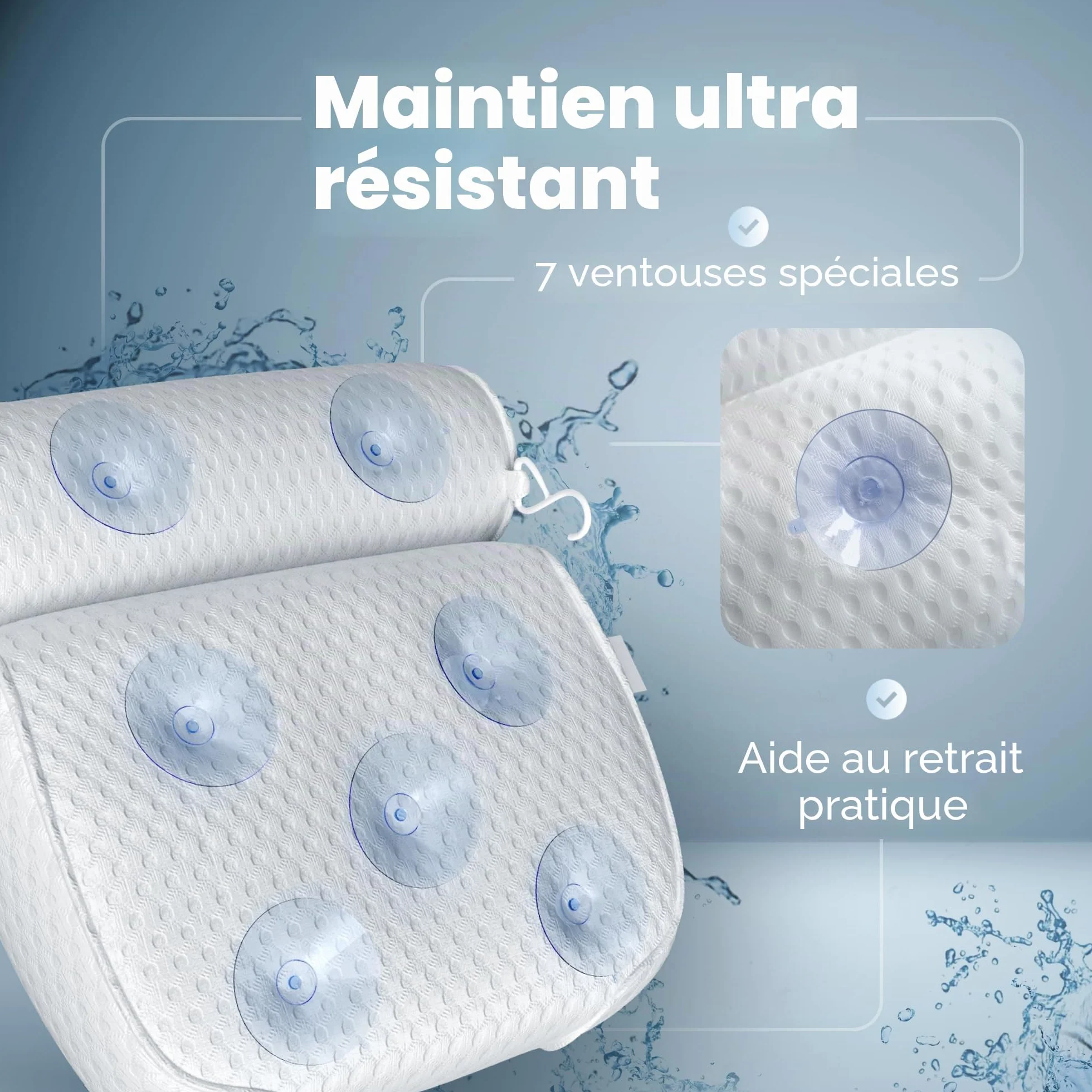 Coussin Baignoire • Coussin de bain Ergonomique & décontractant pour les muscles Premium • Oreiller de Bain • Nouvelle mousse spéciale 5D • Design Allemand • Oreiller bain avec Technologie 5D Air Mesh