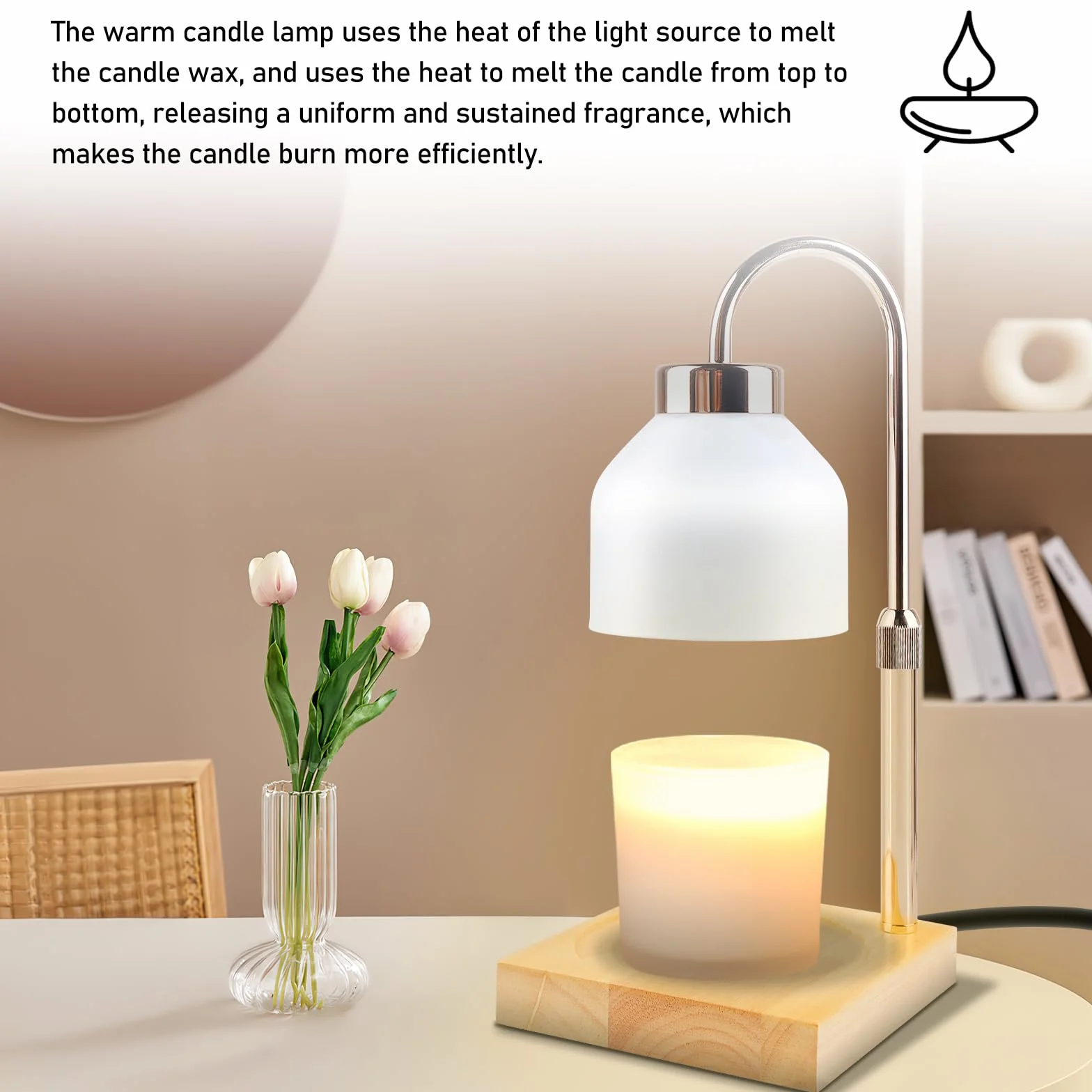 LampeZ ChauffeZ-BougieZ,Lampe Chauffe Bougie avec Minuterie Et Variateur,Candle Warmer Lamp Electrique,Chauffe-Bougie Electrique pour Chambre,Réglable en Hauteur,Décoration,Yoga,Maison