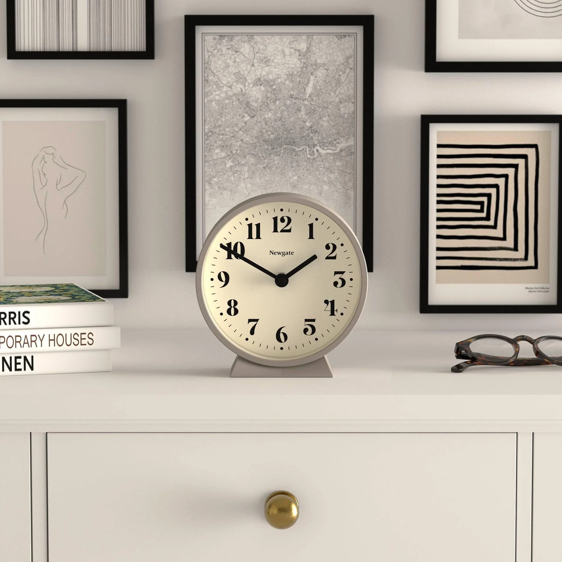 NEWGATE Theatre Horloge de cheminée Classique Moderne Pierre Contemporain Bureau Table