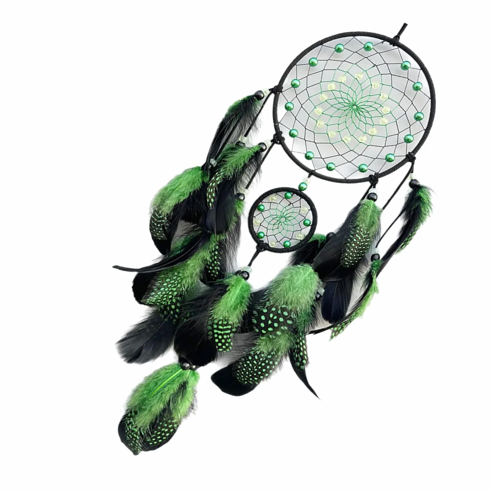 Attrape-rêves lumineux dans le noir Décoration murale avec pompons à plumes Carillon éolien chambre