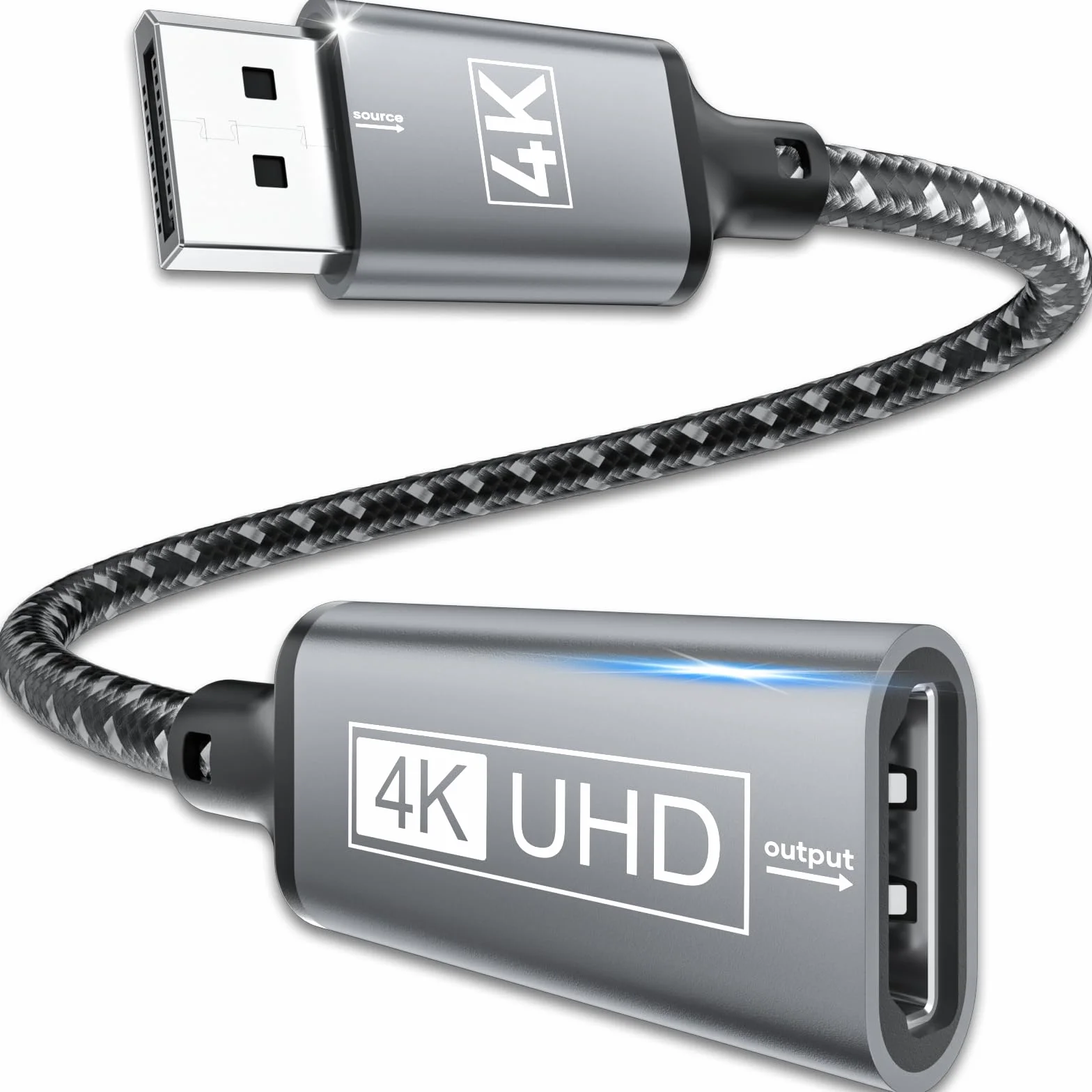 Adapter DisplayPort na HDMI, jednokierunkowy adapter pleciony DP na HDMI, męski na żeński, adapter HDMI Displayport kompatybilny z laptopami, komputerami stacjonarnymi, Lenovo, Dell, HP, telewizorem,