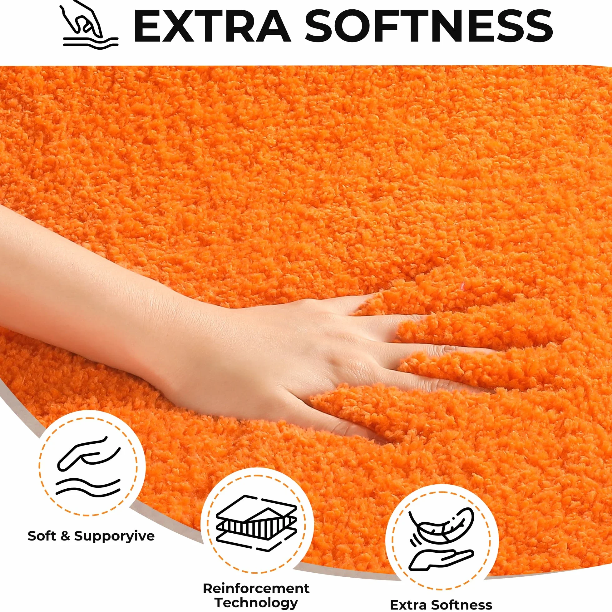 Tapis de Bain Antidérapage en Forme de U 50x50cm Microfibre Douce Absorbant Lave à Machine