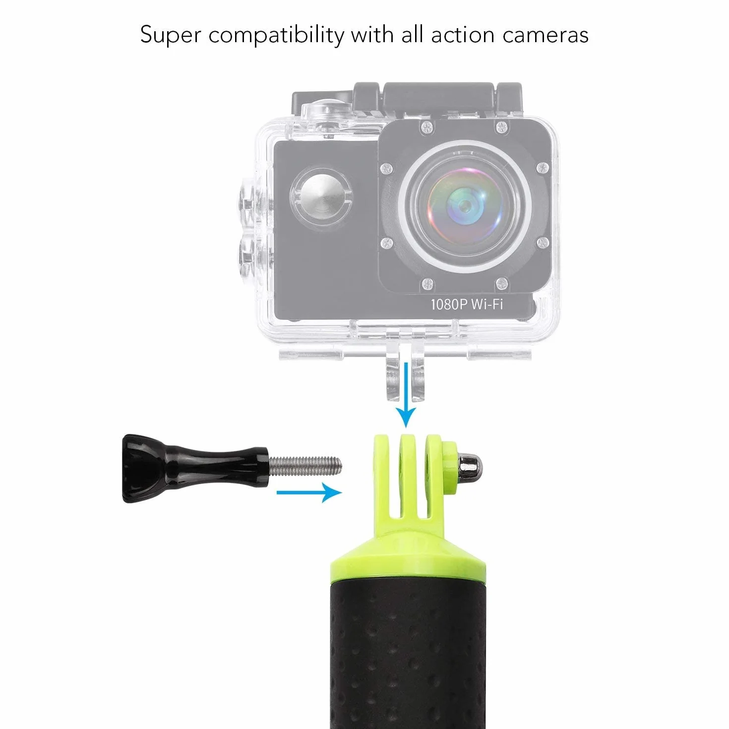 WOLFANG Pływający Uchwyt Boi, Wodoodporny Monopod, Ręczny Pływający Kij do Selfie do Kamery Akcji i Sportowej