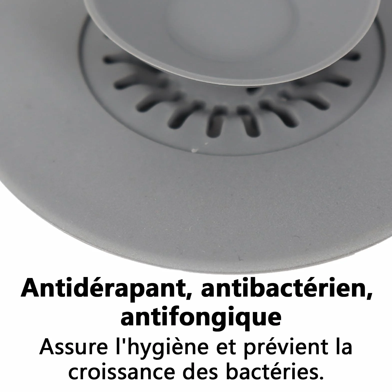 Bouchon Baignoire Universel 2 Pièces Ø 11 cm Pliable Filtre Intégré Cheveux Restes Nourriture Gris