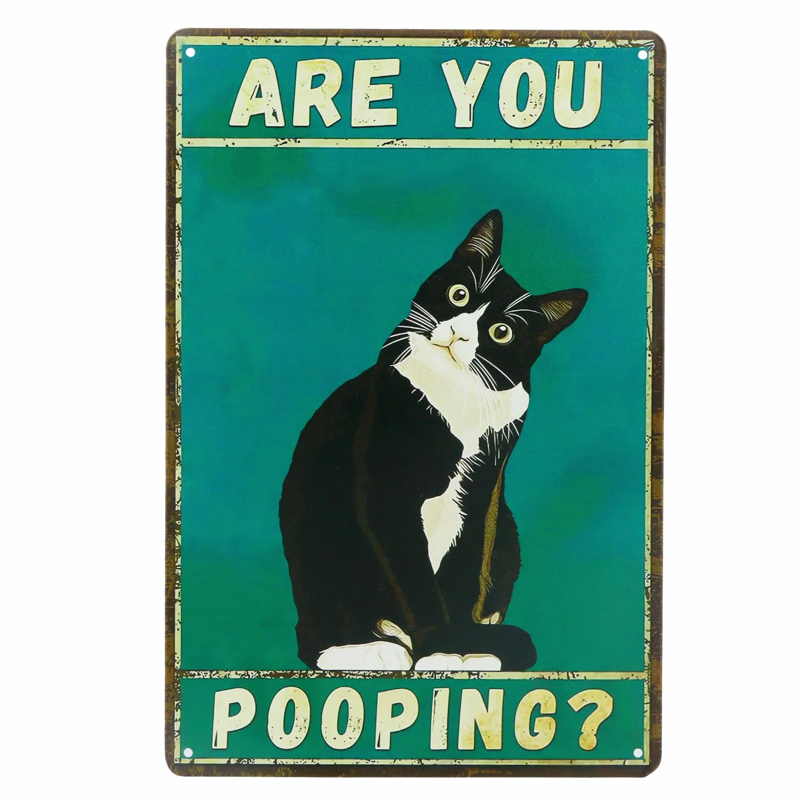 Plaque Métal Vintage Chat Noir 20 x 30 cm Décoration Salle de Bain