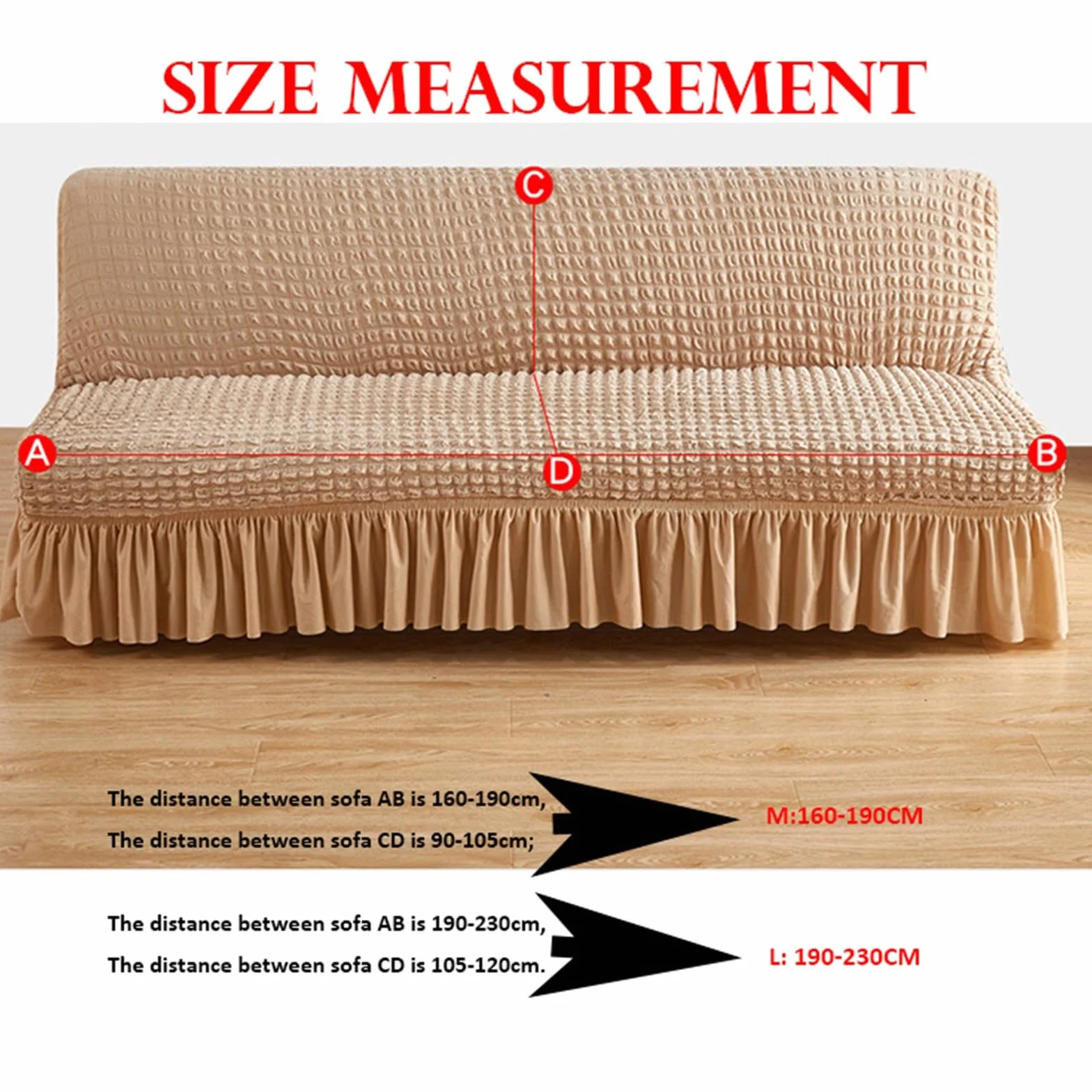 Housse De Futon Extensible sans Accoudoirs avec Jupe, Lavable en Machine, Rose, M (160-190cm)