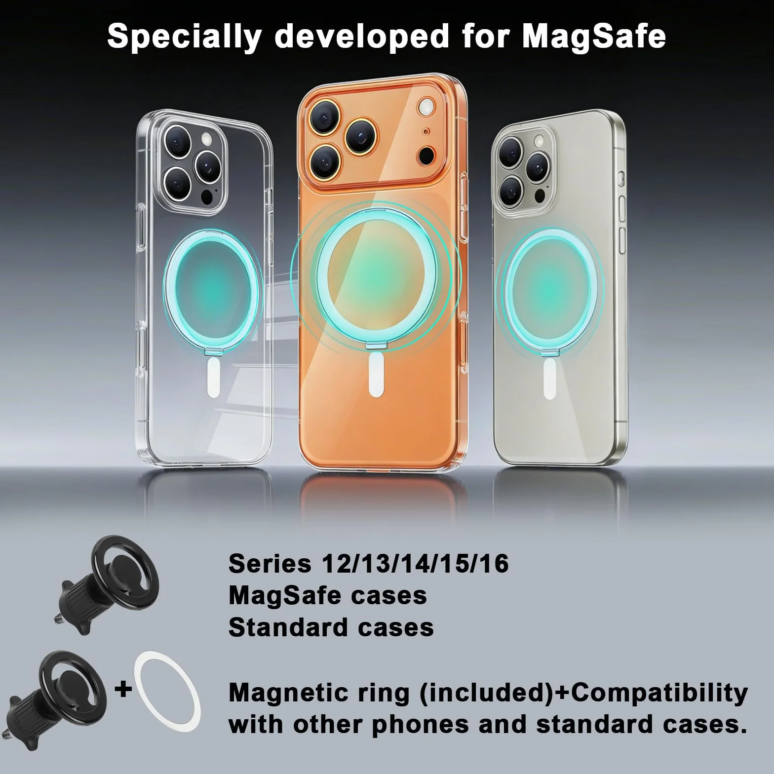 samochodowy uchwyt na telefon komórkowy – mocny magnetyczny uchwyt wentylacyjny do iPhone 16 15 14 13 12 Pro Max – obracany o 360°, łatwa obsługa jedną ręką, antypoślizgowy i