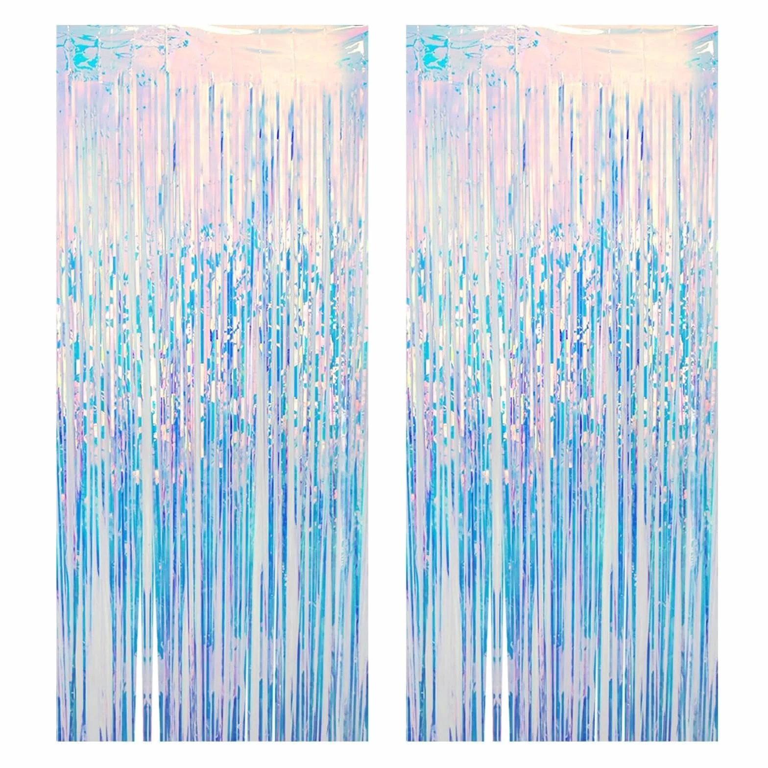 Lot de 2 rideaux à paillettes irisées - Rideau à paillettes - Décoration de fête - Bleu