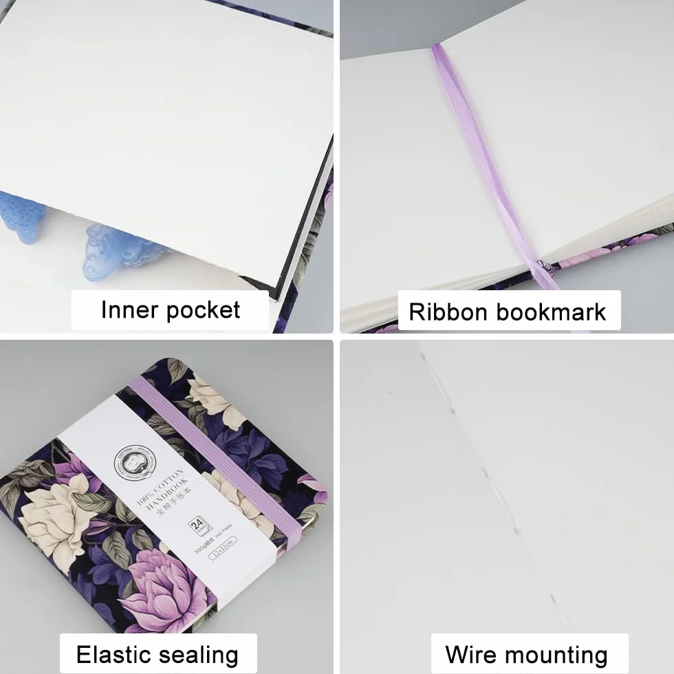 Carnet Aquarelle Mocrop 12x12cm 300g Coton 100% 24 Feuilles Grain Fin