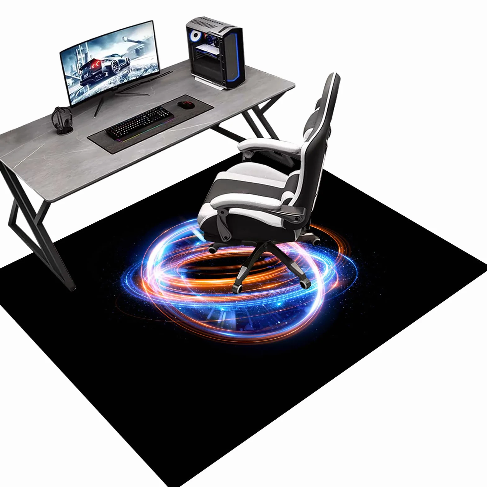Tapis protège-Sol pour Chaise de Bureau Tapis Chaise de Bureau Tapis Gaming Sol pour Sols Durs Tapis de Protection de Sol Antidérapant Protège Sol sous Chaise 90 x 140 cm Tapis pour Fauteuil