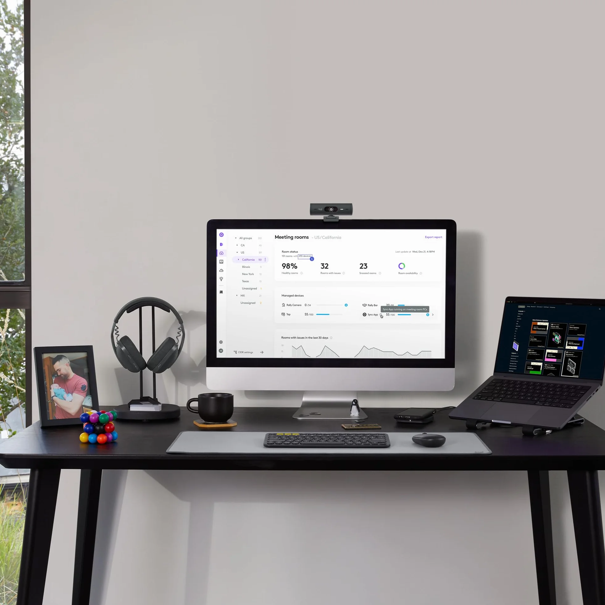 Logitech Desk Mat Studio Series Large Tapis de Bureau Multifonctionnel Protection Anti-Dérapage Imperméable Grise