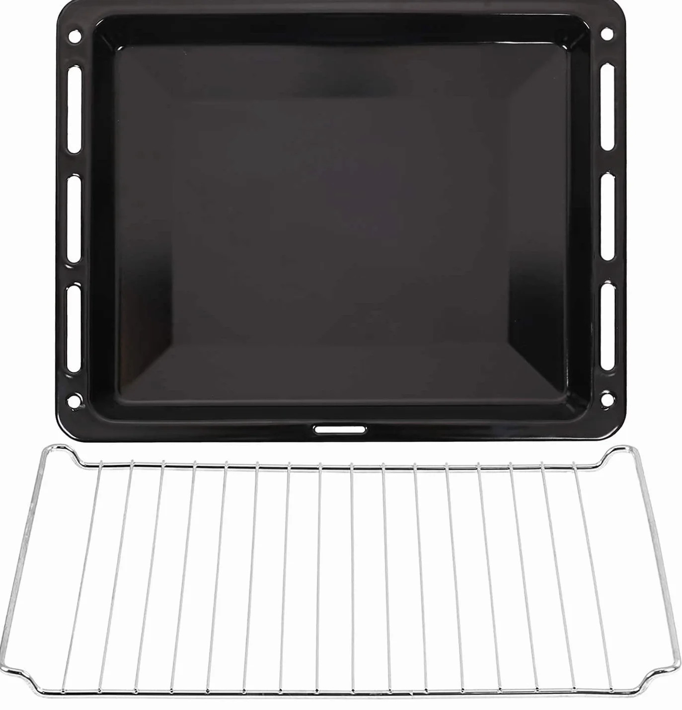 ICQN Set Plaque de Four 46 × 37 × 3 cm + Grille, Compatible avec Beko, Bosch, Grundig & Samsung, Plaque Émaillée 30 mm + Grille de Cuisson
