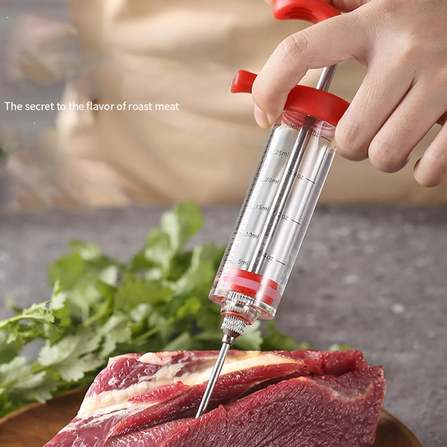 Seringue d'Injecteur de Viande, Seringue à Marinade avec Aiguilles pour Dinde, Bœuf, Poulet, Rôti, Barbecue