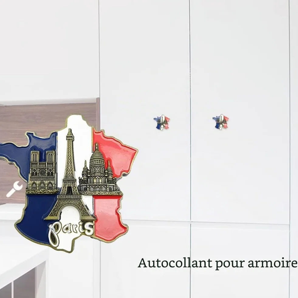 Autocollant multicolore aimants réfrigérateur carte France résine 3D Notre-Dame Paris accessoires