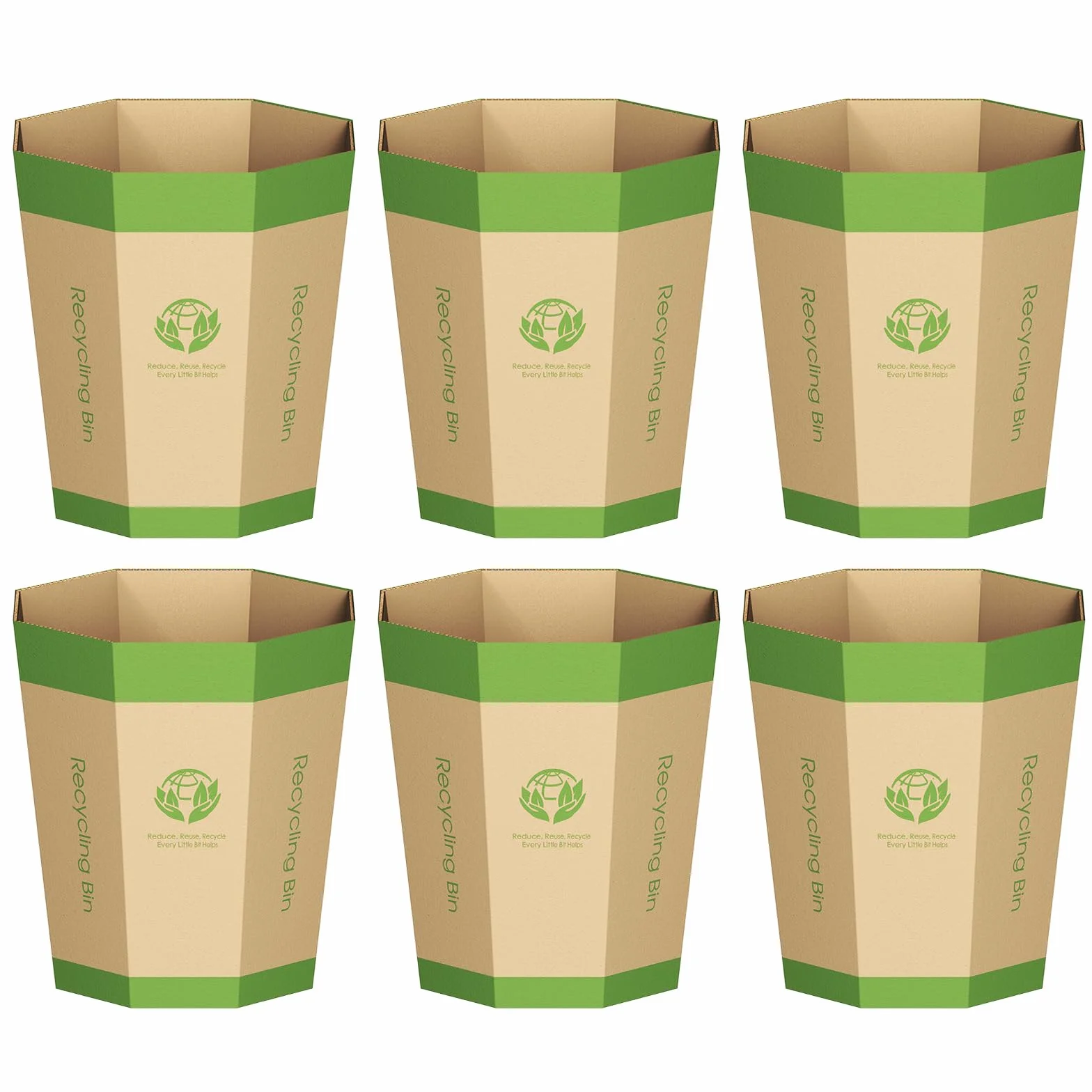 Corbeilles Papier en Carton Repliables 12L Lot de 6 - Poubelles Recyclables Sans Plastique pour Bureau Maison