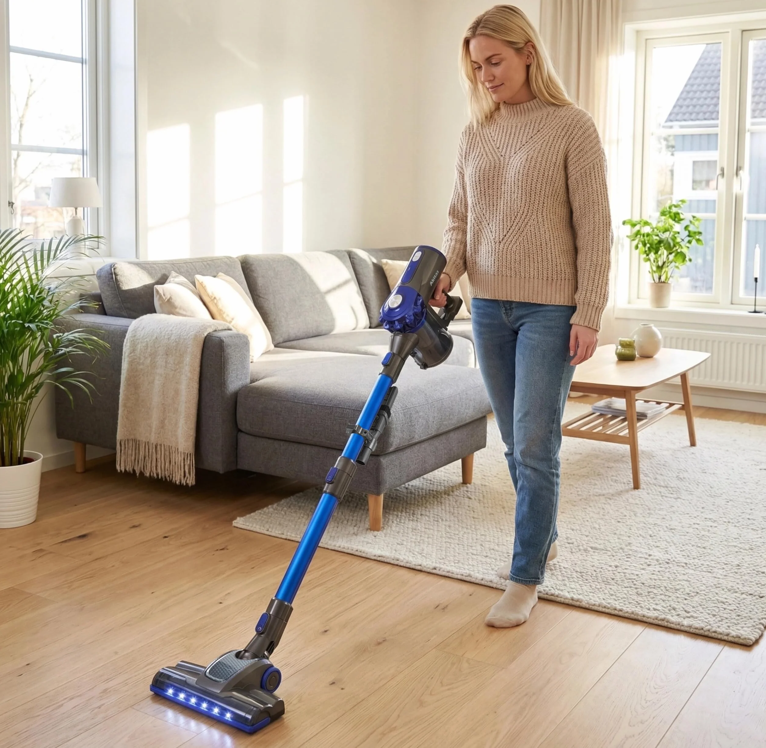 Akitas V8 Aspirateur Balai sans Fil 3en1 à Main et Vertical Léger 22,2V 150 W Batterie Lithium Rechargeable pour Sol, Tapis, Poils d'animaux