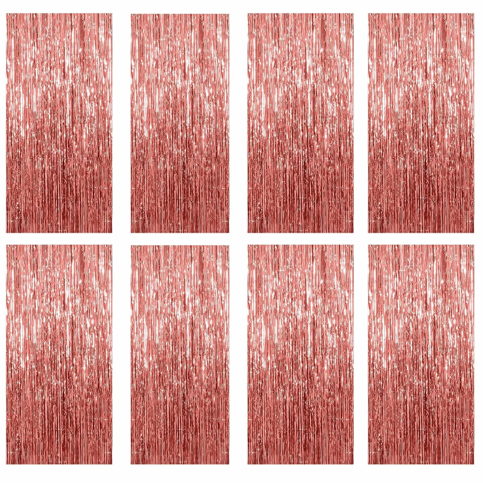 Rideau Métallique à Franges Paillettes Brillant 1x2M Or Rose pour Décoration Fête Noël Mariage