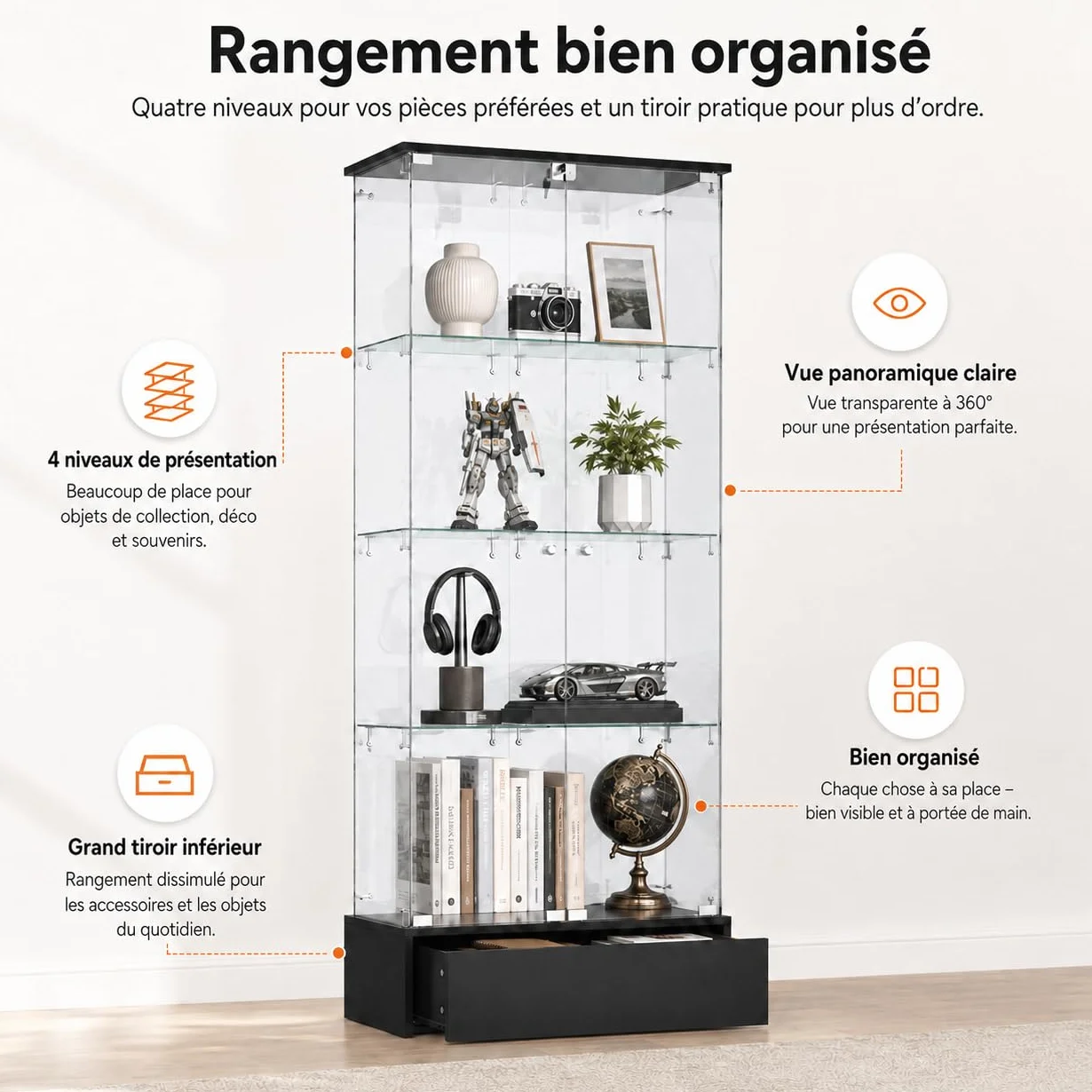 Vitrine en verre trempé