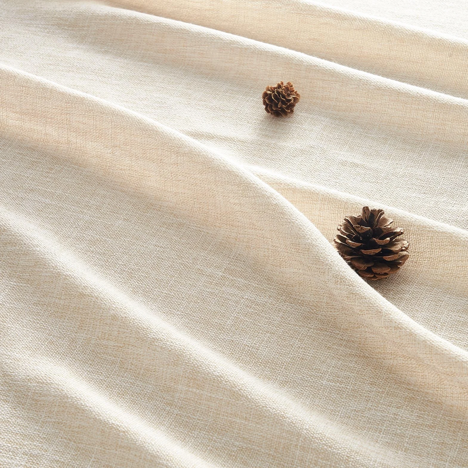 Topfinel Rideau Voilage Lin Beige 140x225cm Voilage Salon Chambre Boho Translucides Draperies Intérieurs 2pcs