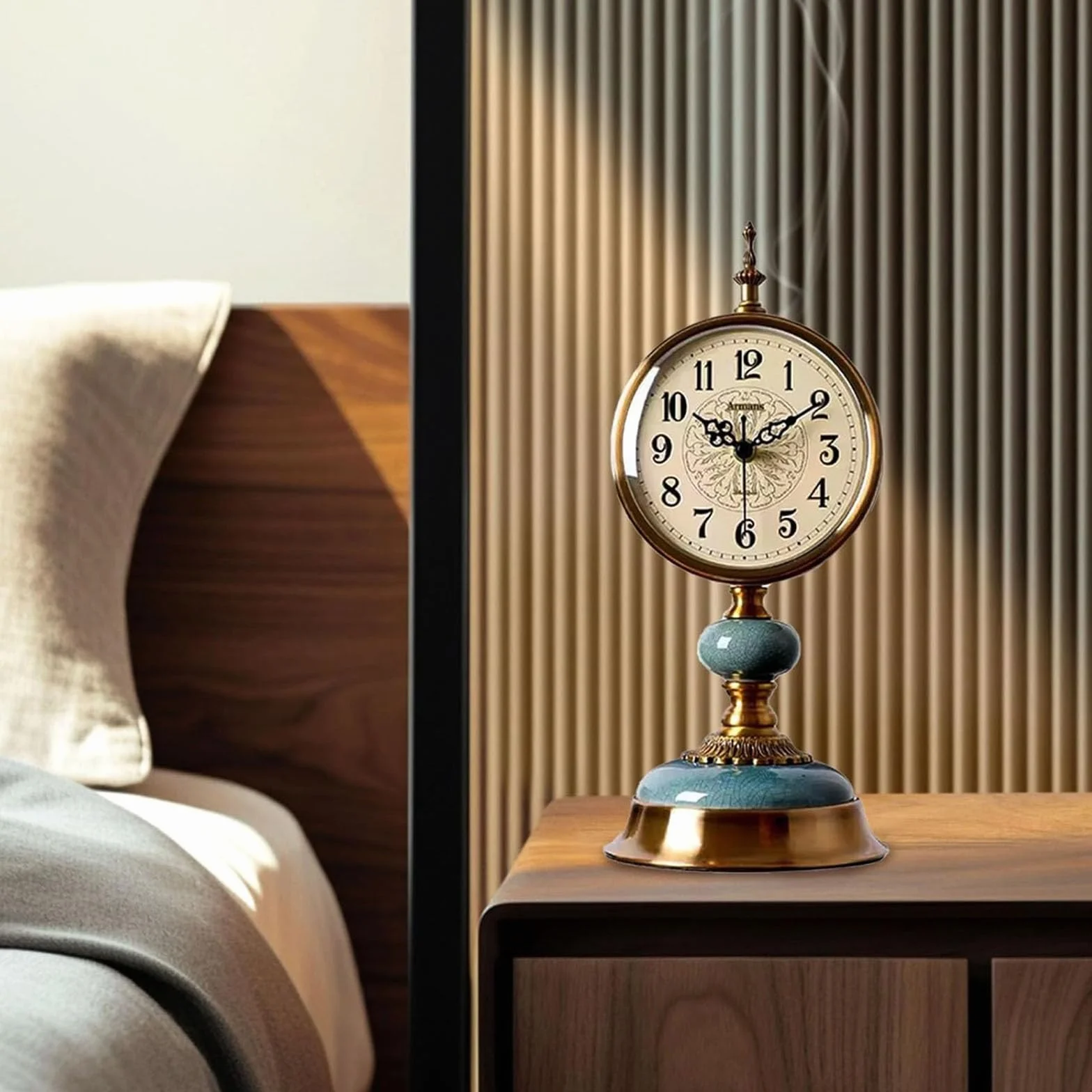 Horloge De Table Vintage en Laiton Silencieuse Antique pour Salon