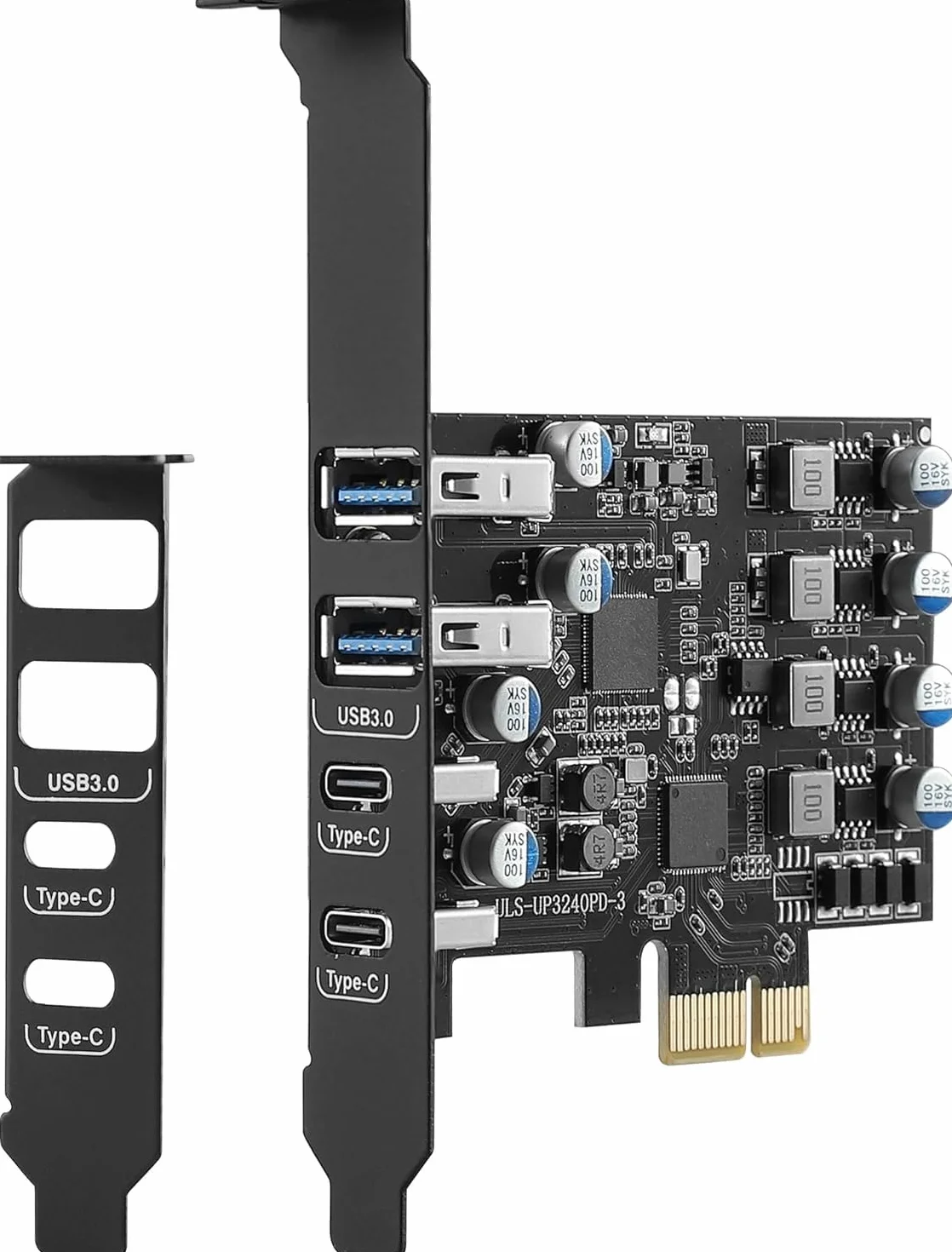 Karta PCIe USB z Power Delivery 25W, karta rozszerzeń PCI Express na USB 3.0 4 porty (2 x Type A + 2 x Type C), szybkie ładowanie z uchwytem Low Profile dla komputera stacjonarnego