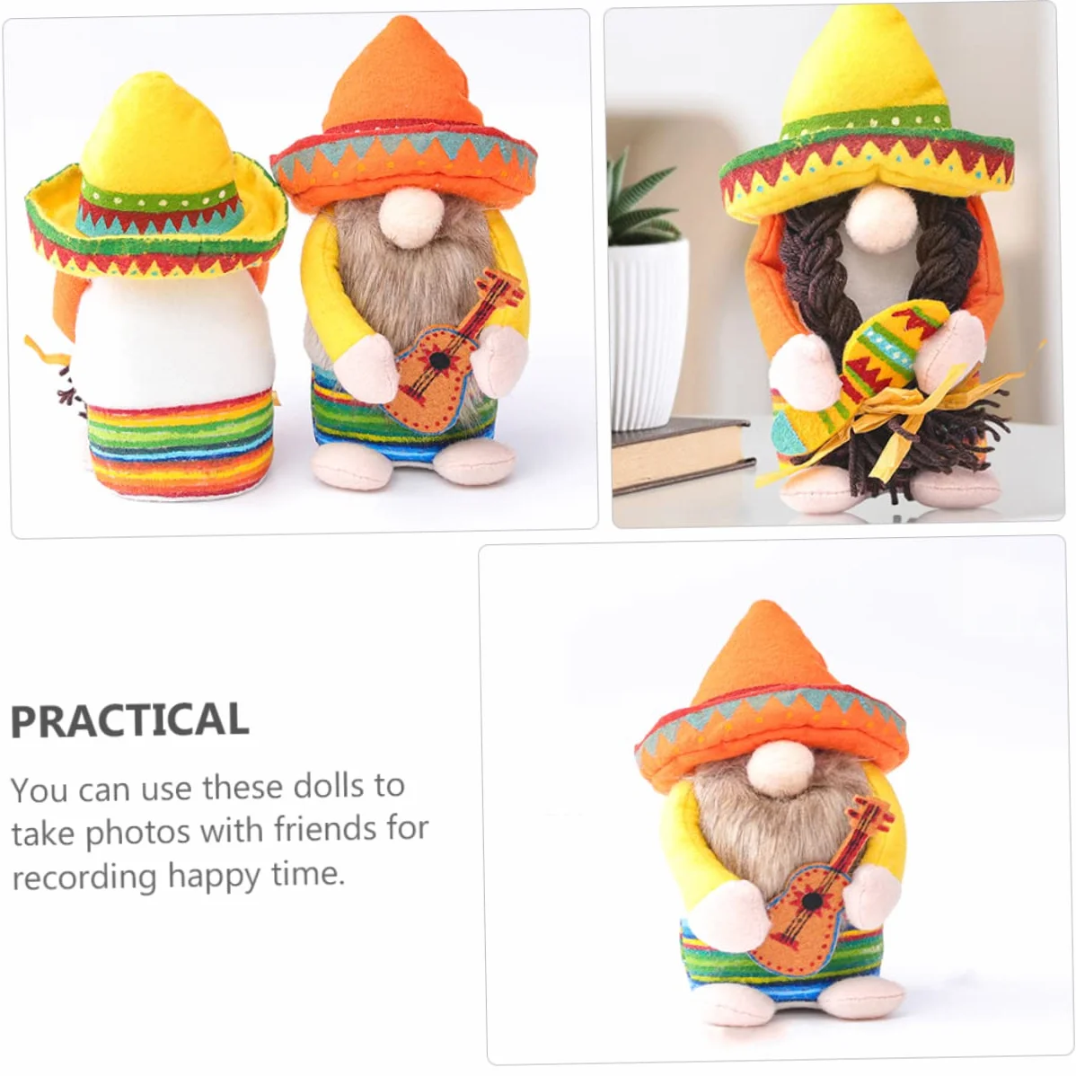 Cabilock 2 pièces Poupées Mexicaines avec Sombrero Ensemble De Jouets Festifs pour Décoration Et Jeux