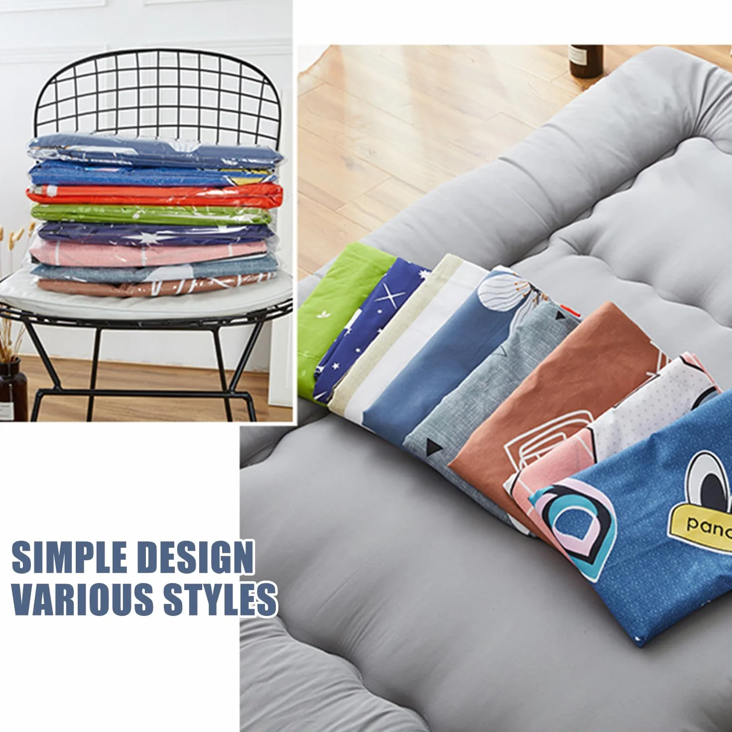 Housse de Futon Sol Japonaise Queen avec Fermeture Éclair, Anti-Poussière, 120x200cm