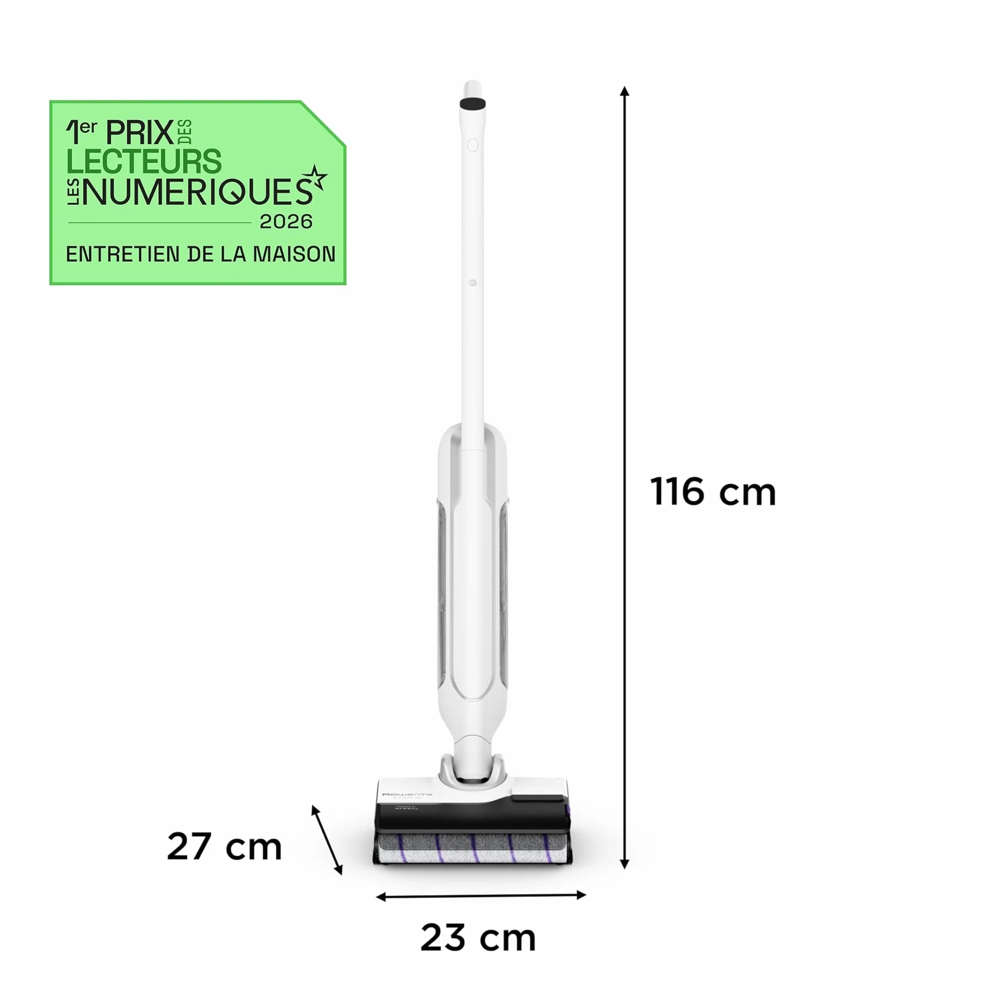Rowenta Aspirateur Laveur sans fil X-Clean 10 180° Plat Auto-Nettoyage 65°C 60min Blanc GZ7540WO