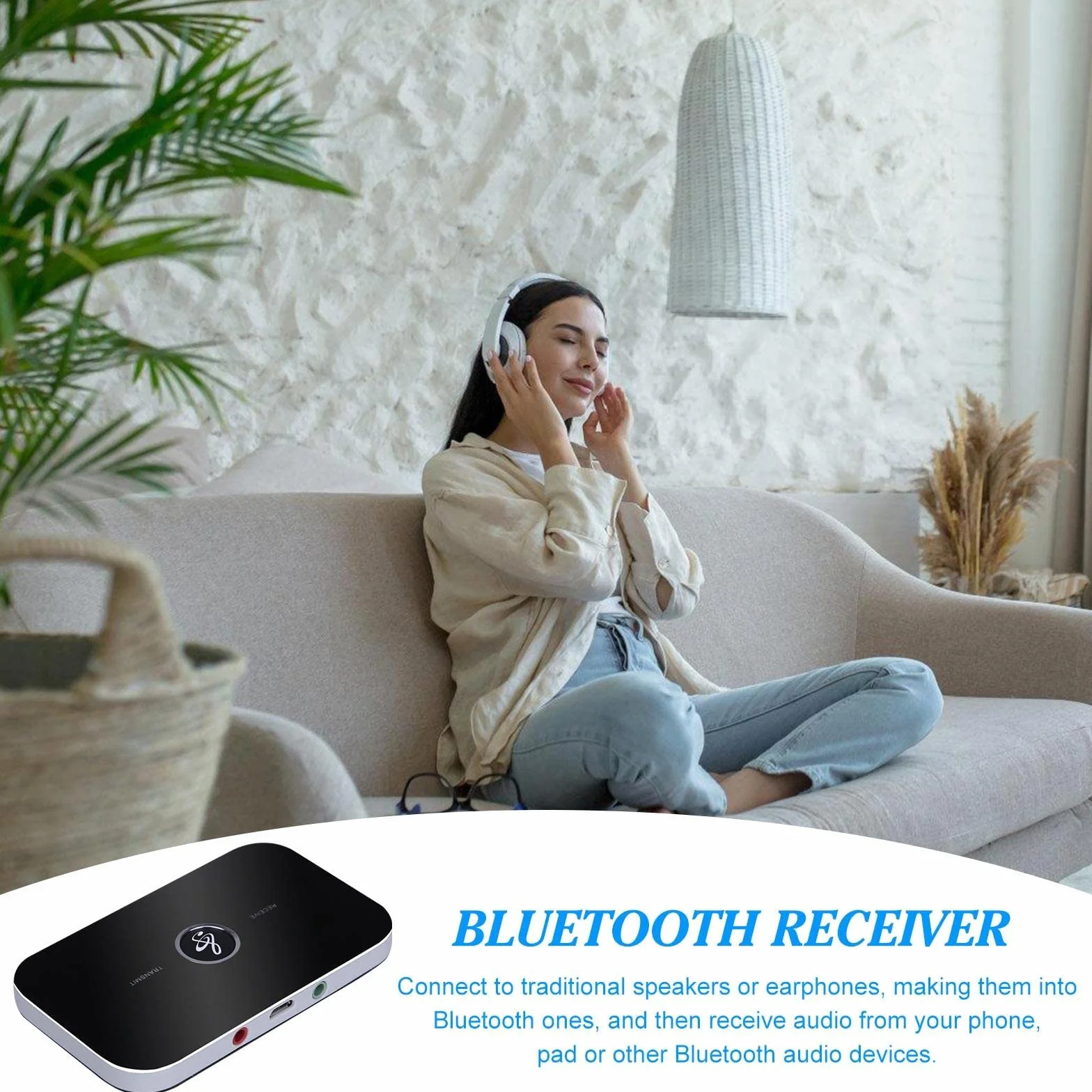 Adapter Bluetooth 5.0: Aicharynic 2 w 1 nadajnik audio odbiornik Bluetooth adapter audio nadajnik odbiornik z AUX 3,5 mm RCA, bezprzewodowy dźwięk HD stereo do telewizora, komputera, słuchawek,