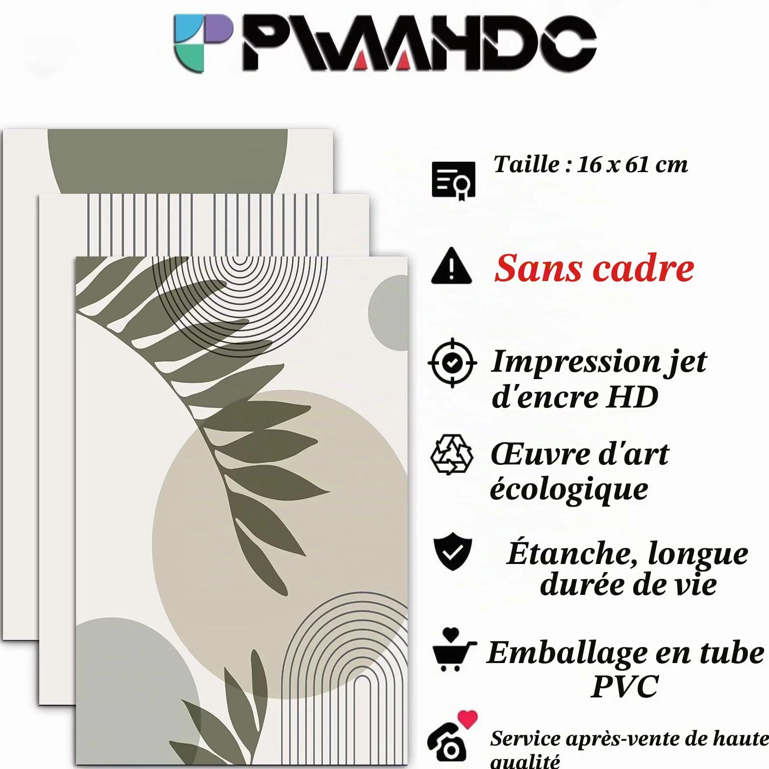 Lot de 3 Tableau Décoration Murale Vert Sauge 40x60 cm Affiche Moderne Sans Cadre Toile Déco Bohème