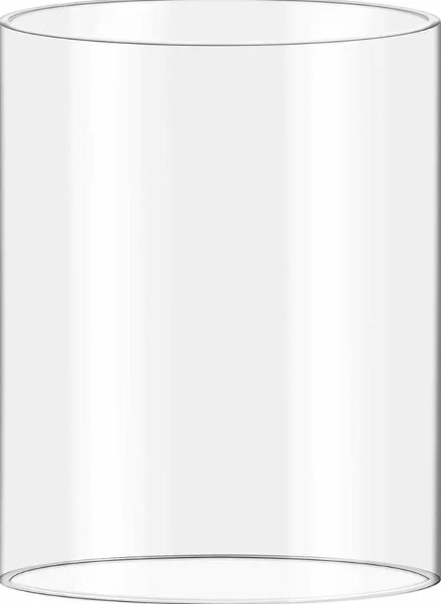 Cylindre en verre borosilcate transparent - Ouverture extérieure en bas et en haut - 12 cm - Hauteur : 30 cm - Paroi : 3 mm - Sans fond - Nous fabriquons les cylindres dans tous les diamètres et