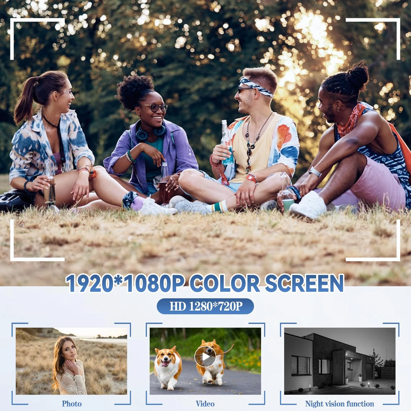 Mini kamera z kciukiem 1080p HD, przenośna kamera do vlogowania z szerokim kątem 130°/F2.0, przenośna kamera wideo z dźwiękiem, do vlogów, podróży, sportów