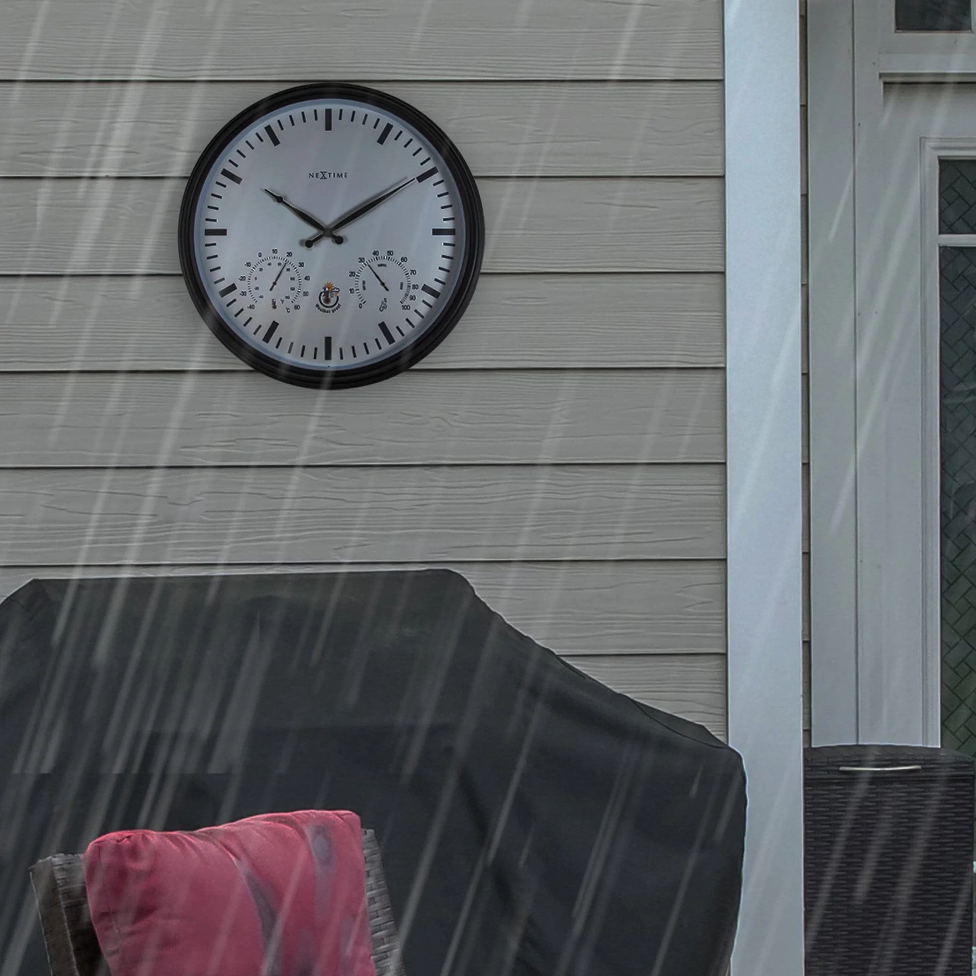 Horloge de Station Météo Extérieure - Ø50.8CM - Plastique - Noir Sunflower