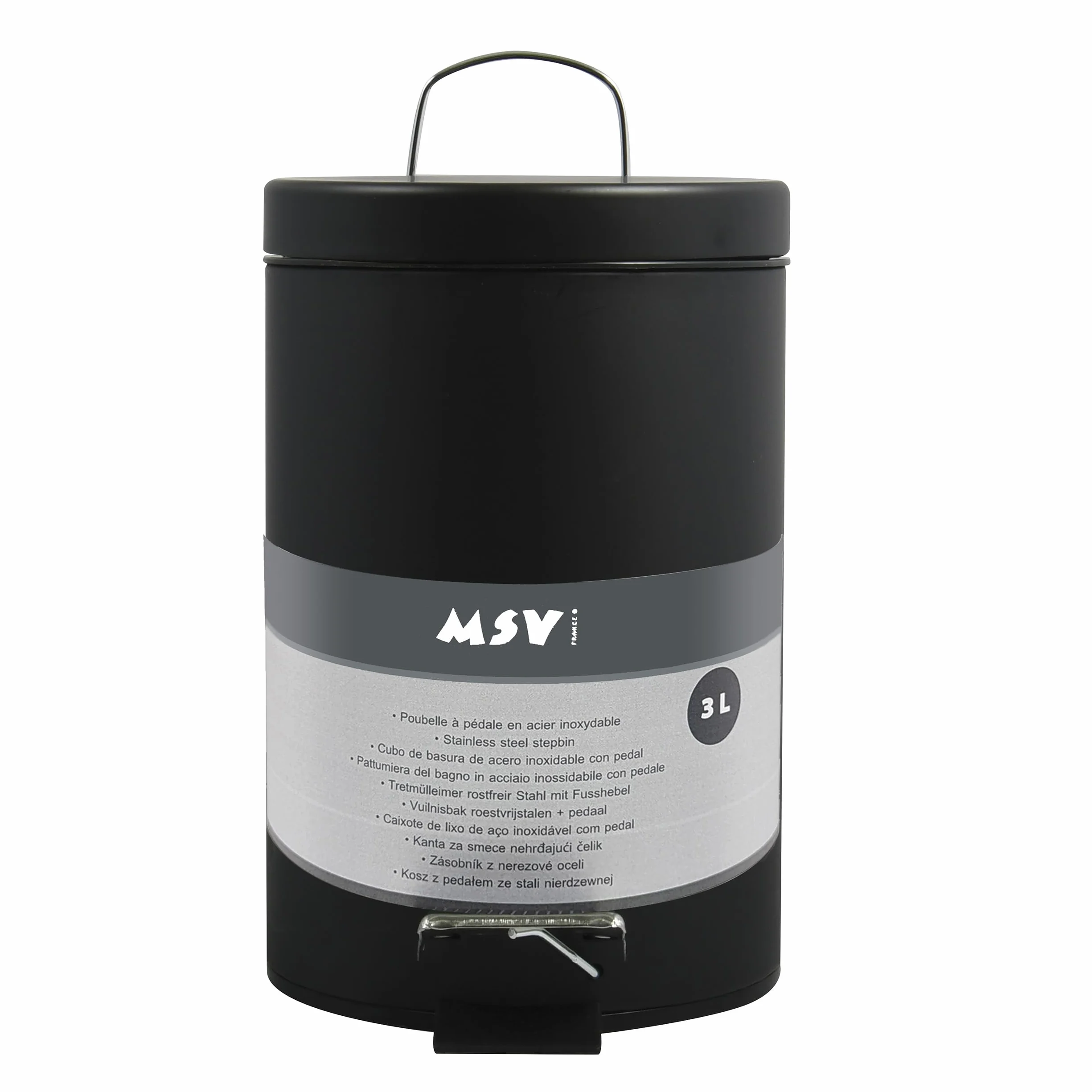 Poubelle Cosmétique Salle de Bain Acier Inoxydable 3L Noir Mat - Poubelle à Pédale Compacte