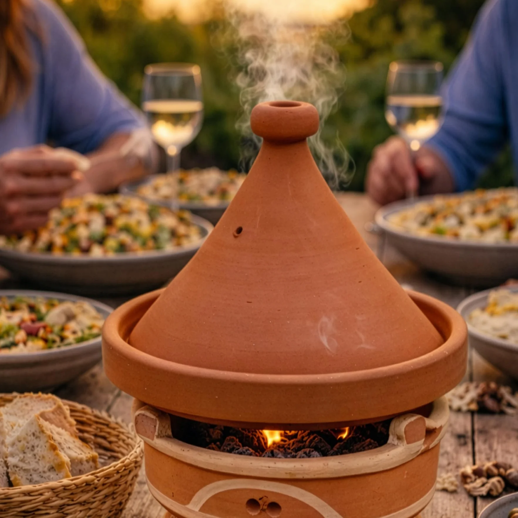 Casa Moro Charbon de bois marocain Majmar - Diamètre : 30 cm - Hauteur : 25 cm - Pour tajines - Diamètre : 24-27 cm - Artisanat de Marrakech - TA7120