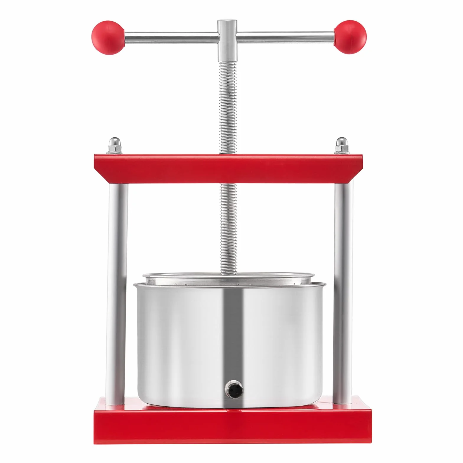 VEVOR Pressoir à Fruits Manuel Capacité 3 L, Presse à Vin avec 2 Barils en Acier Inoxydable, avec Poignée en T, Nettoyage Facile, Presse à Jus, Raisin, Cidre de Pomme pour la Cuisine et la Maison