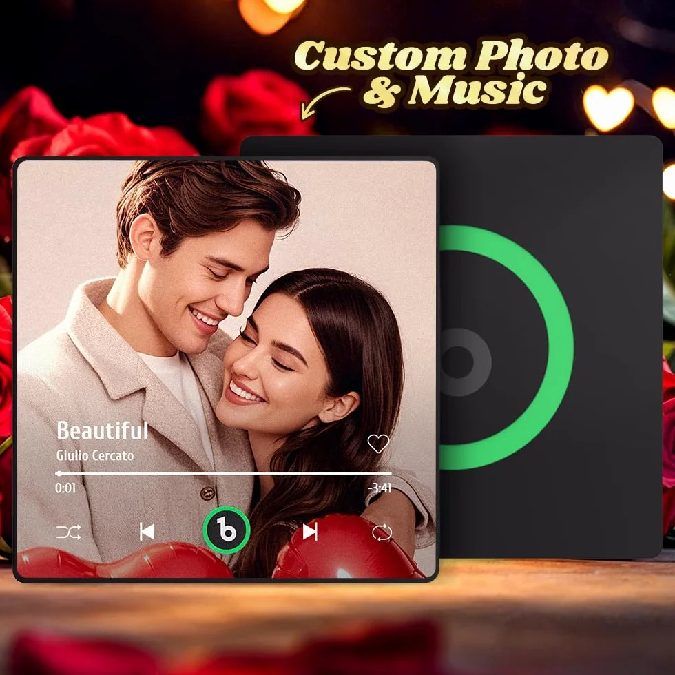 Aimant de Réfrigérateur Personnalisé avec Album Musical – Plaque Spotify avec Photo, Musique et Code Scan, Cadeau Original