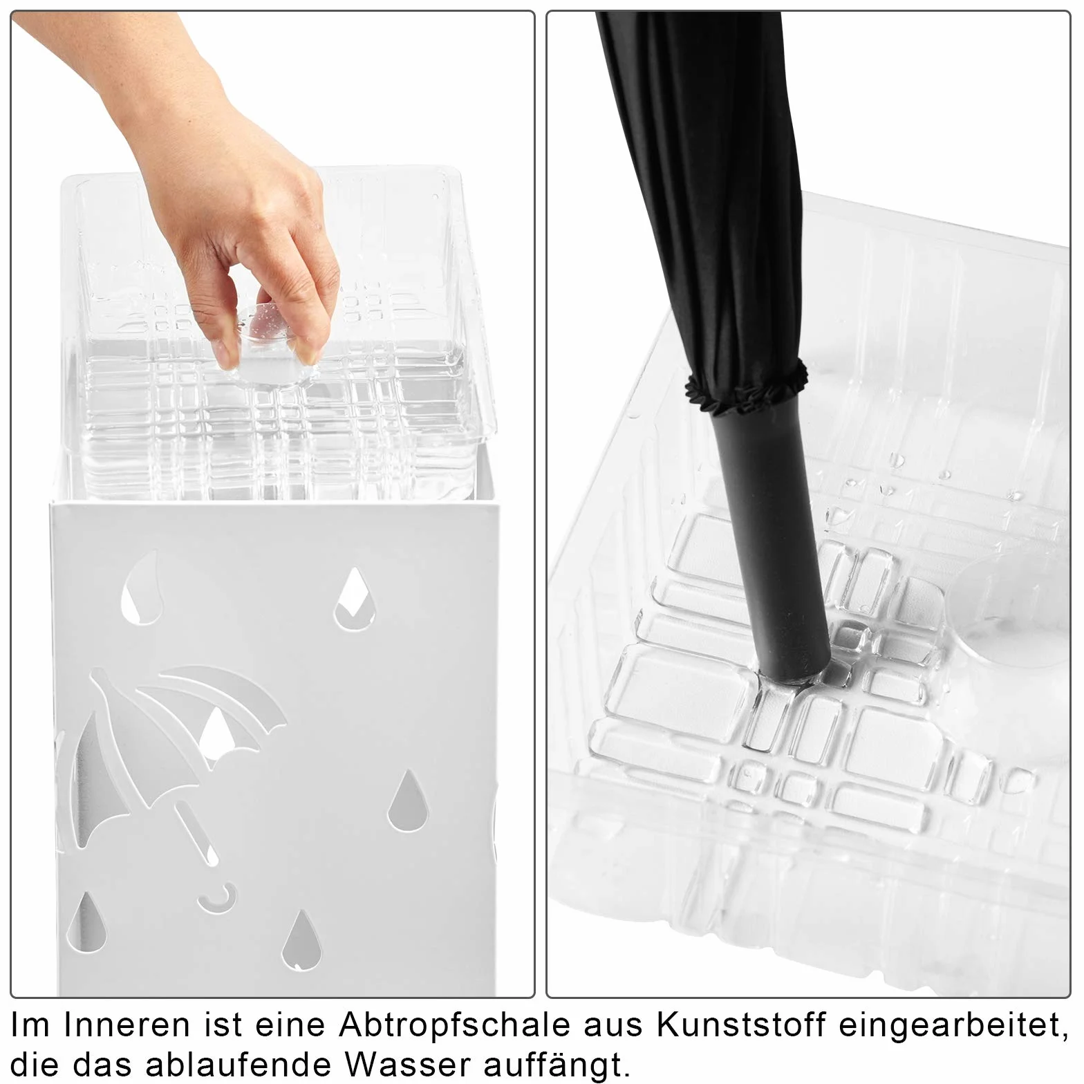 WOLTU SST02ws Porte-Parapluie en métal carrée 20 x 20 x 49cm, Blanc
